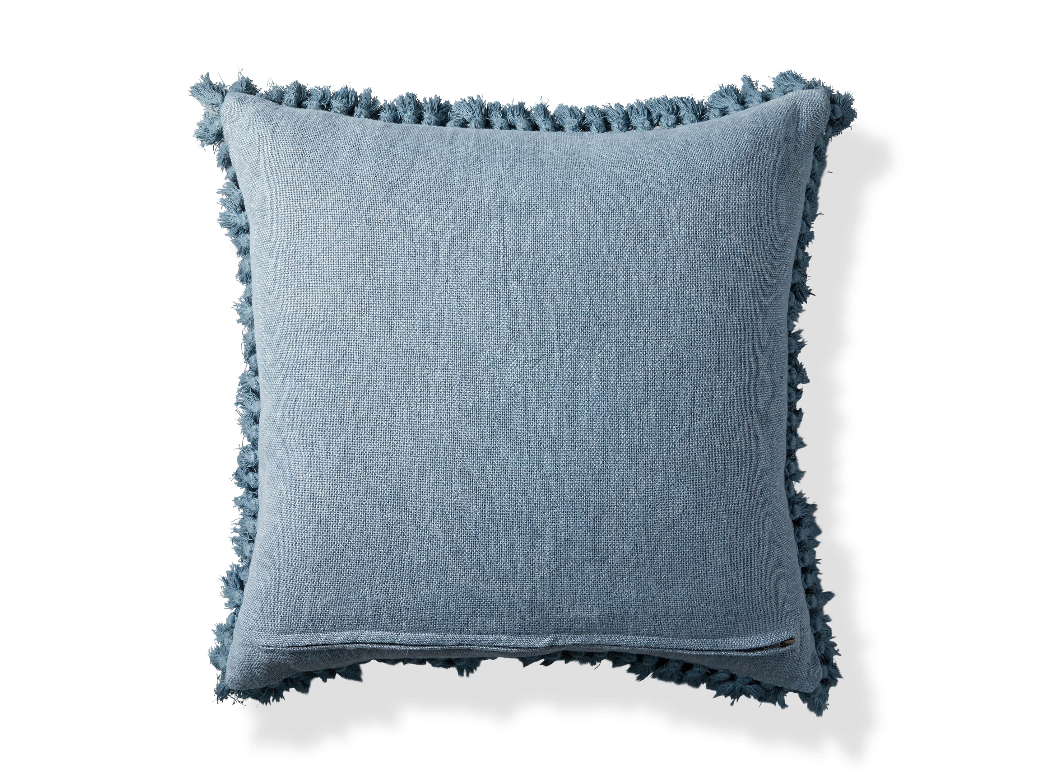 Tasseled Linen Pillow in Light Blue