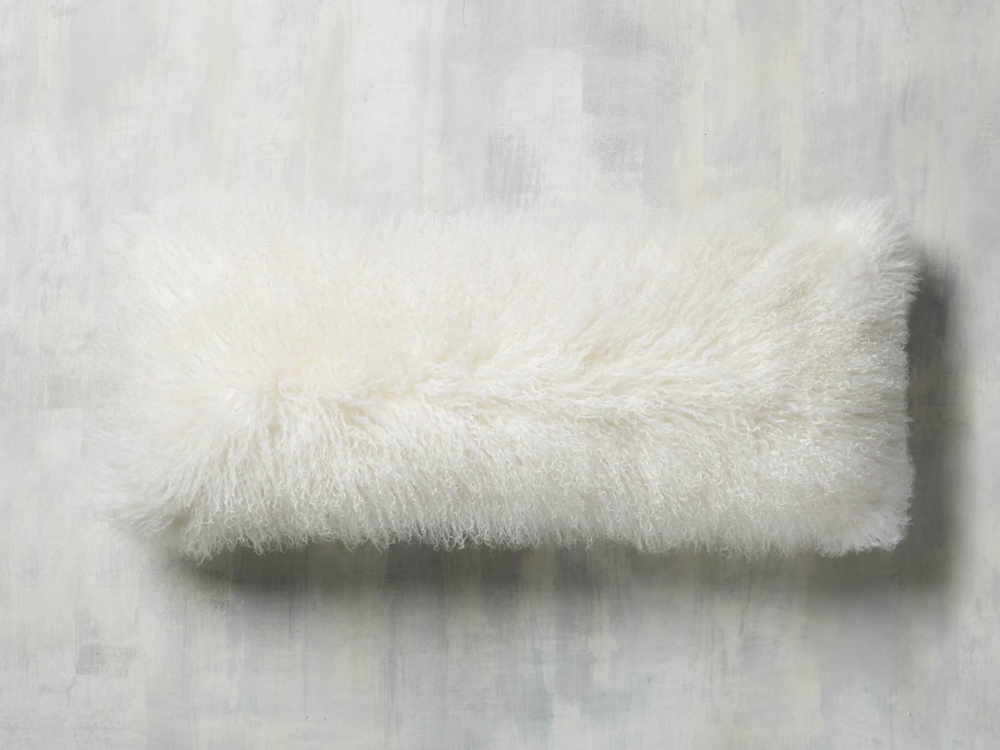 Tibetan Longwool Lumbar Pillow in Ivory