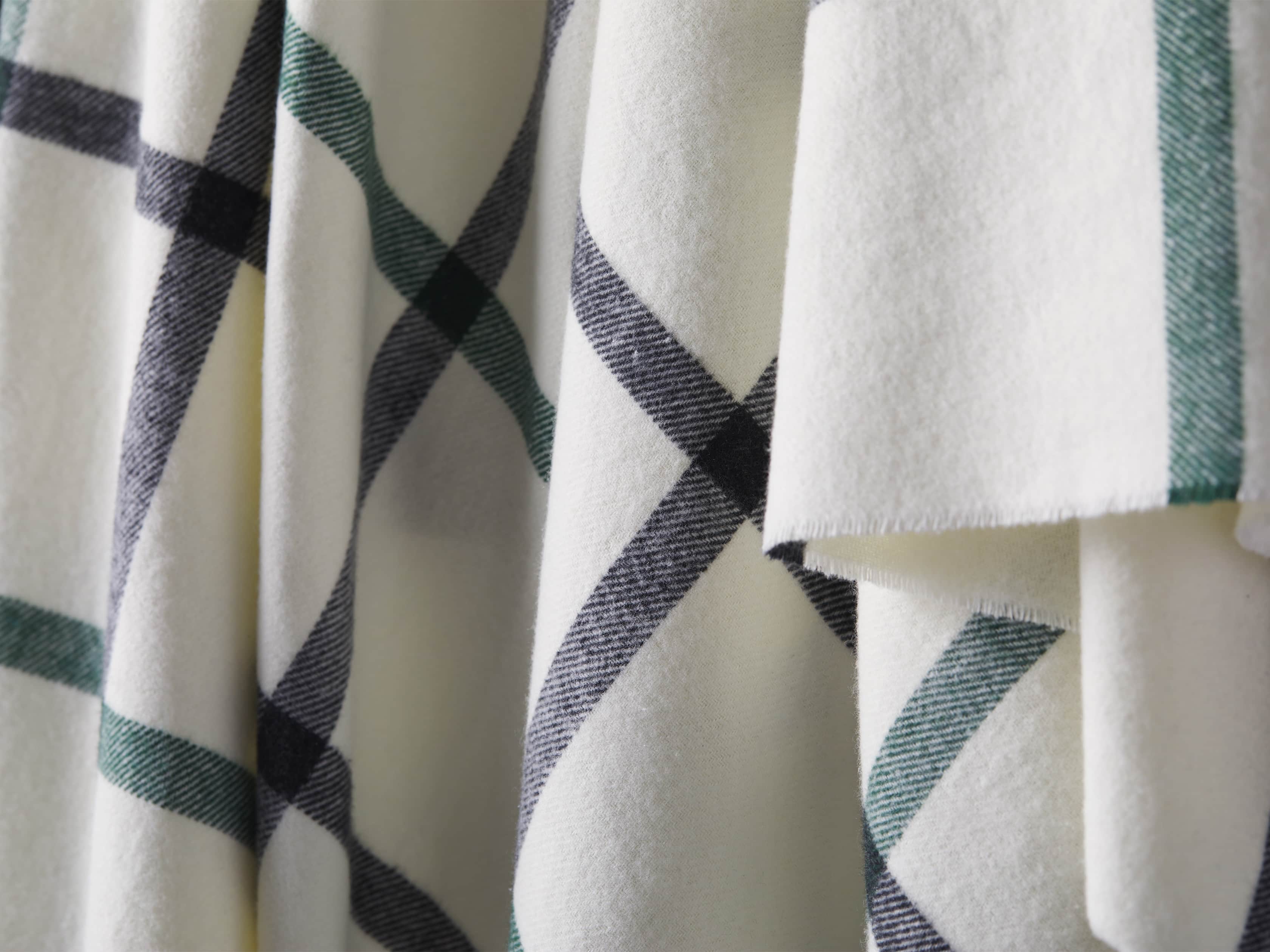 Tattersall Plaid Throw in Pine & Graphite, slide 3 of 3