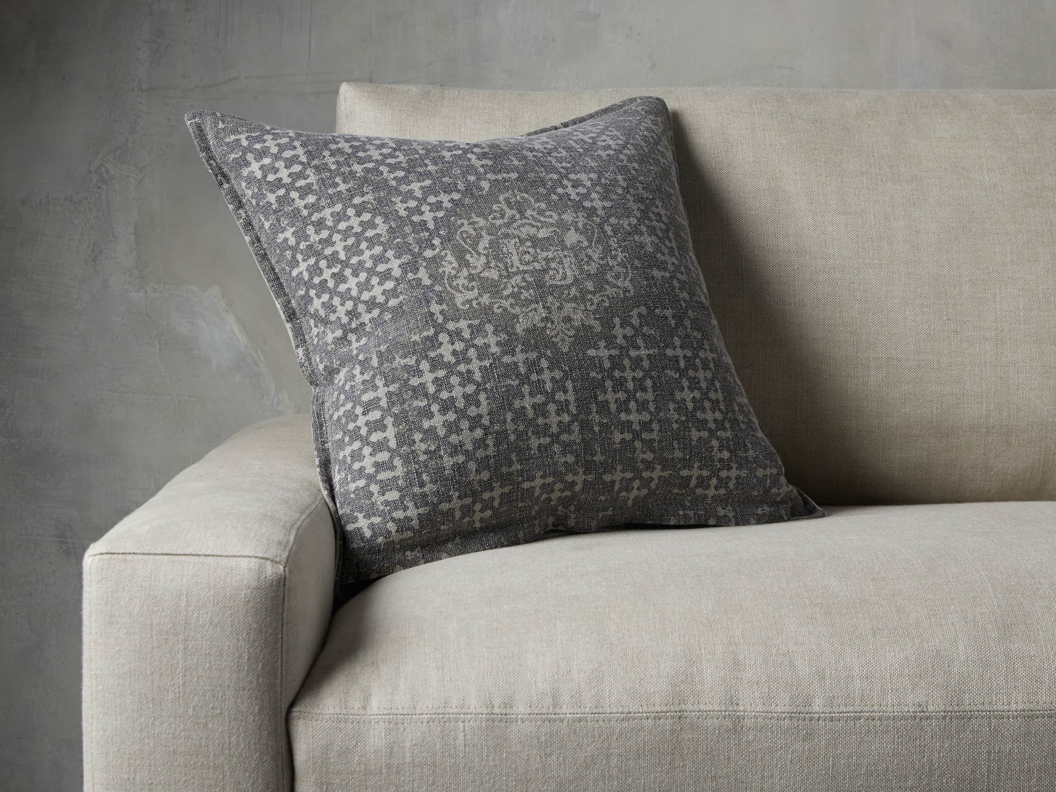 Velvet Print Pillow in Stone, slide 1 of 4
