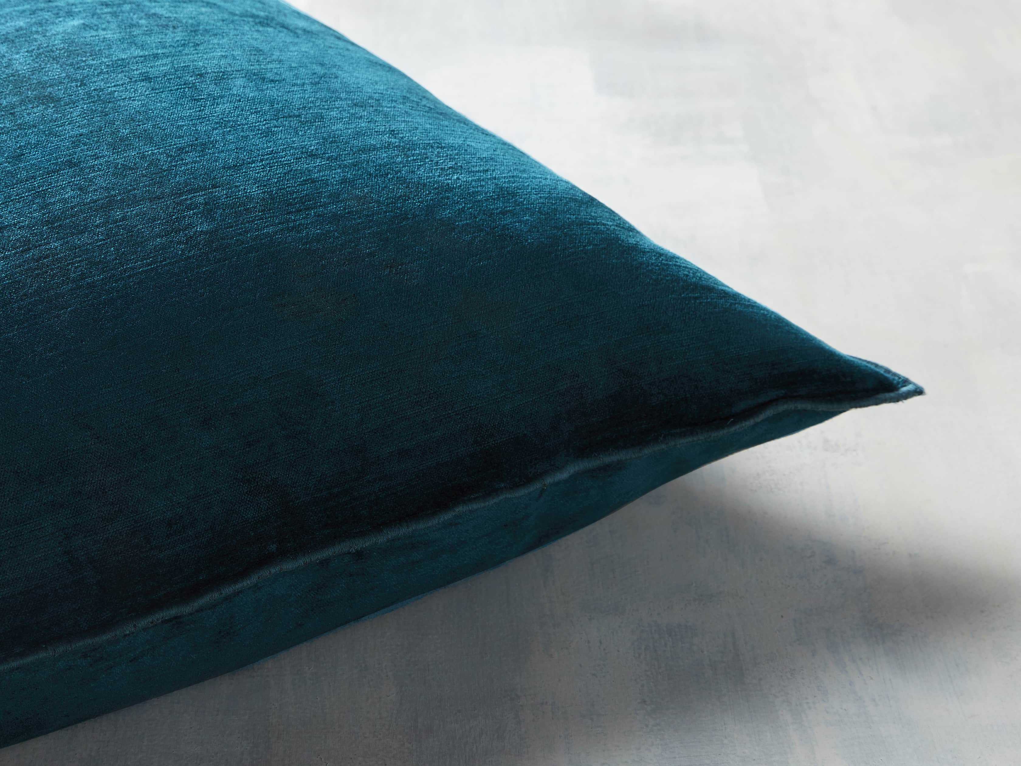 VELVET HEMSTITCH SQUARE PILLOW COVER IN JADE, slide 2 of 3