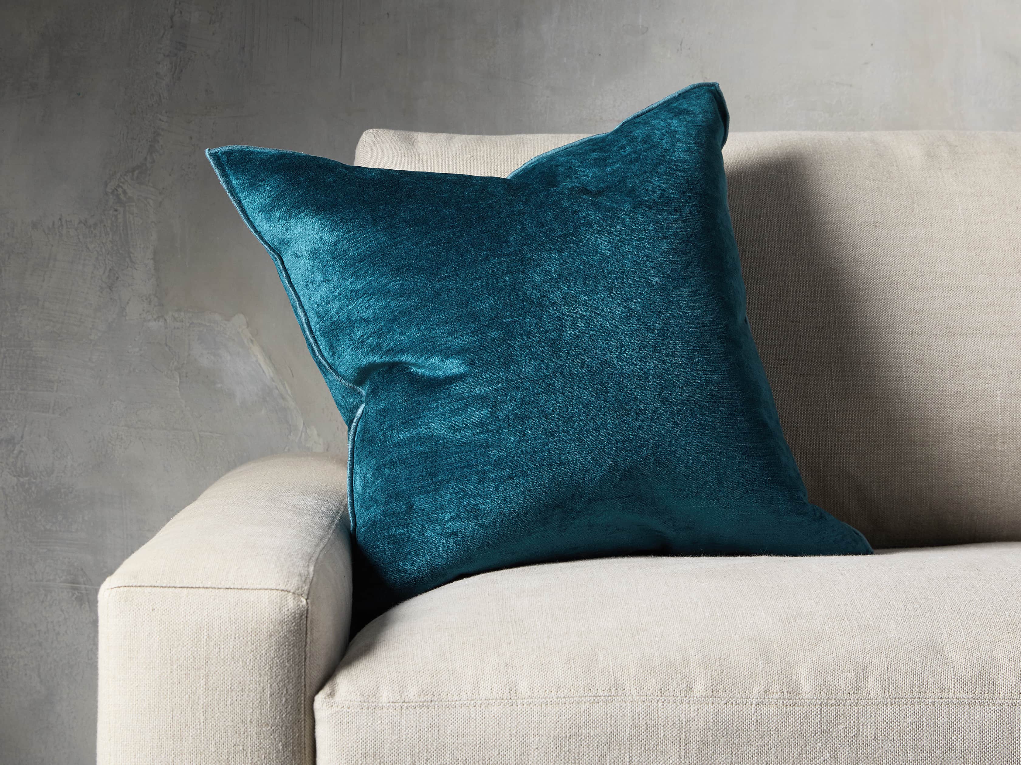 Velvet Hemstitch Jade Square Pillow, slide 1 of 5