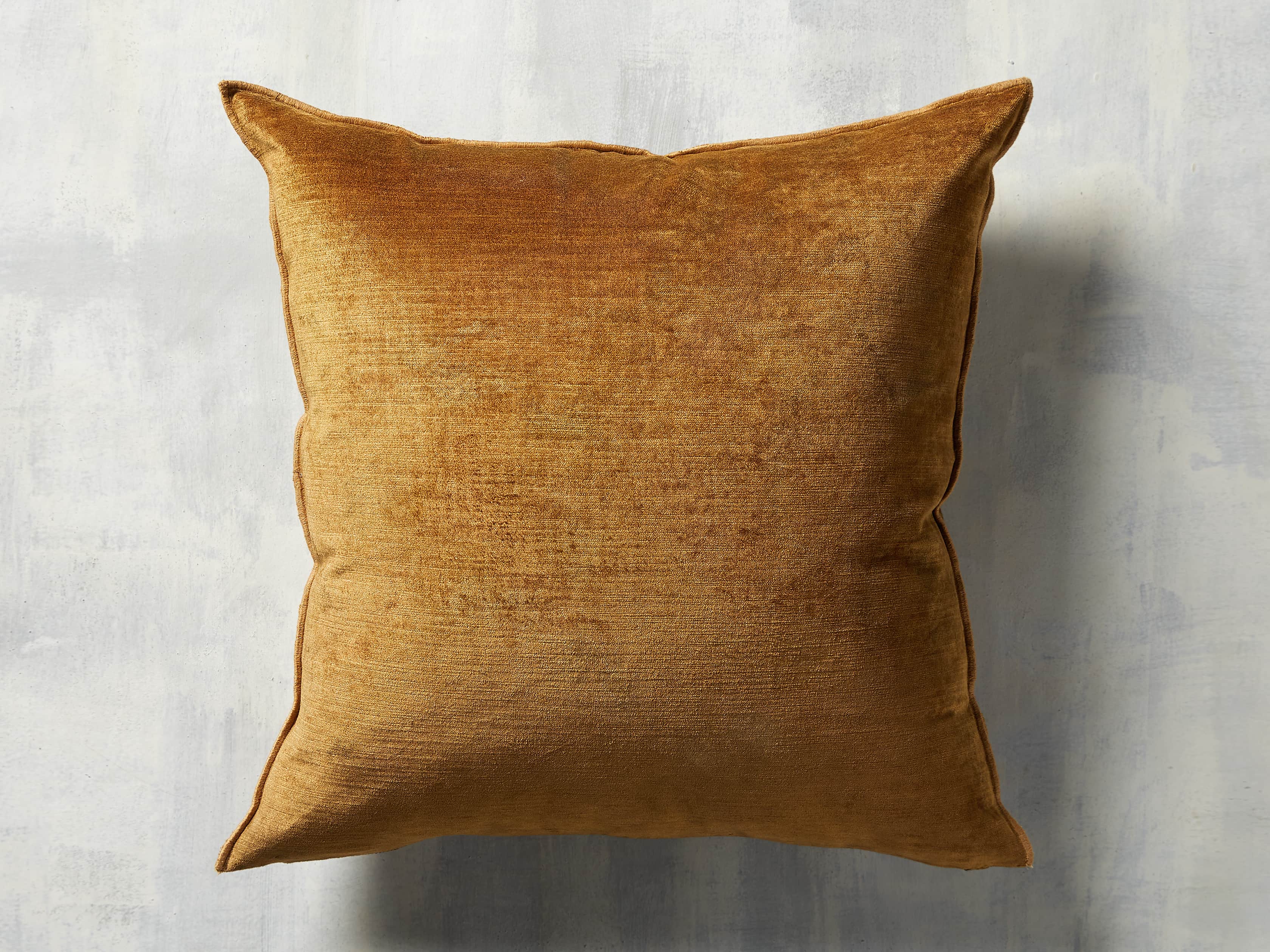 Velvet Hemstitch Mustard Square Pillow, slide 3 of 3