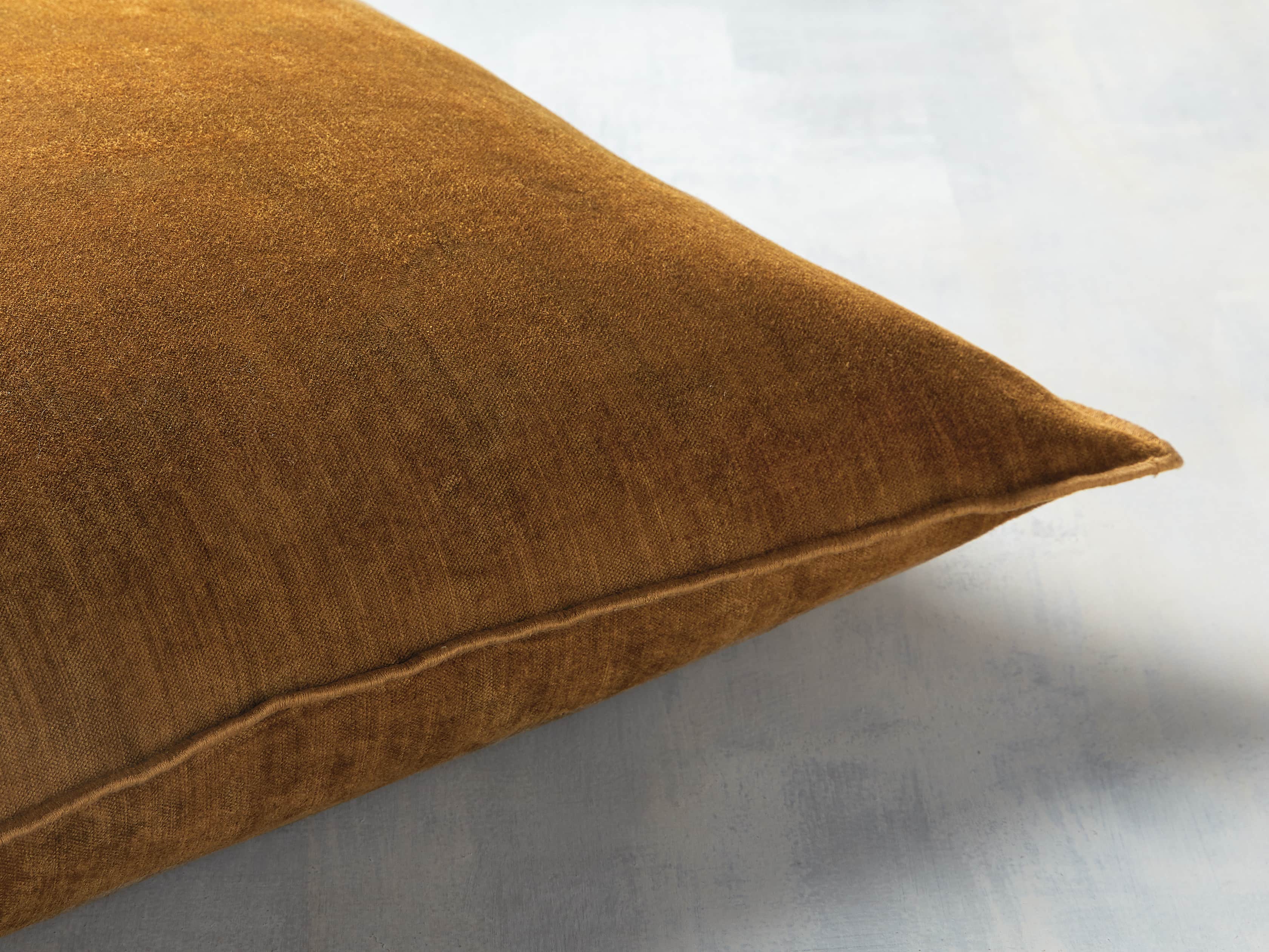 Velvet Hemstitch Mustard Square Pillow, slide 2 of 3