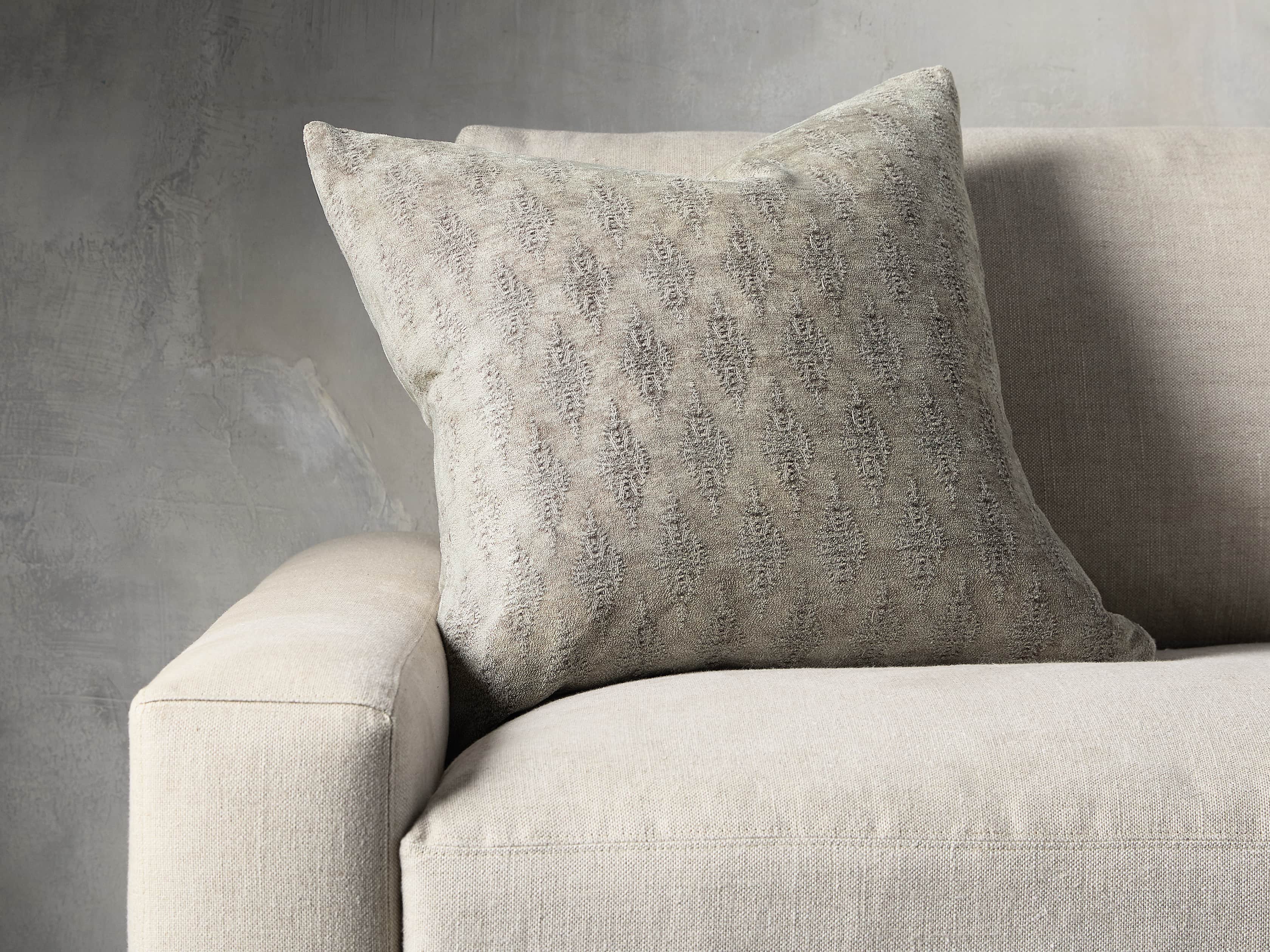 Velvet Jacquard Pillow in Tan, slide 1 of 3