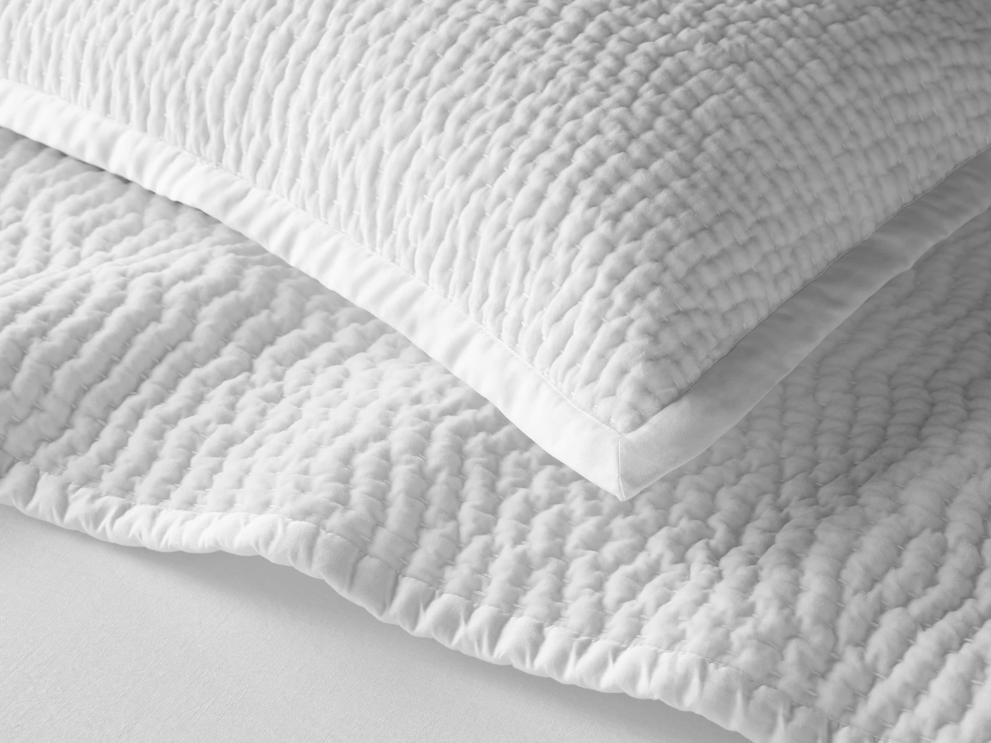 Velvet Pickstitch King Quilt in White, slide 4 of 7