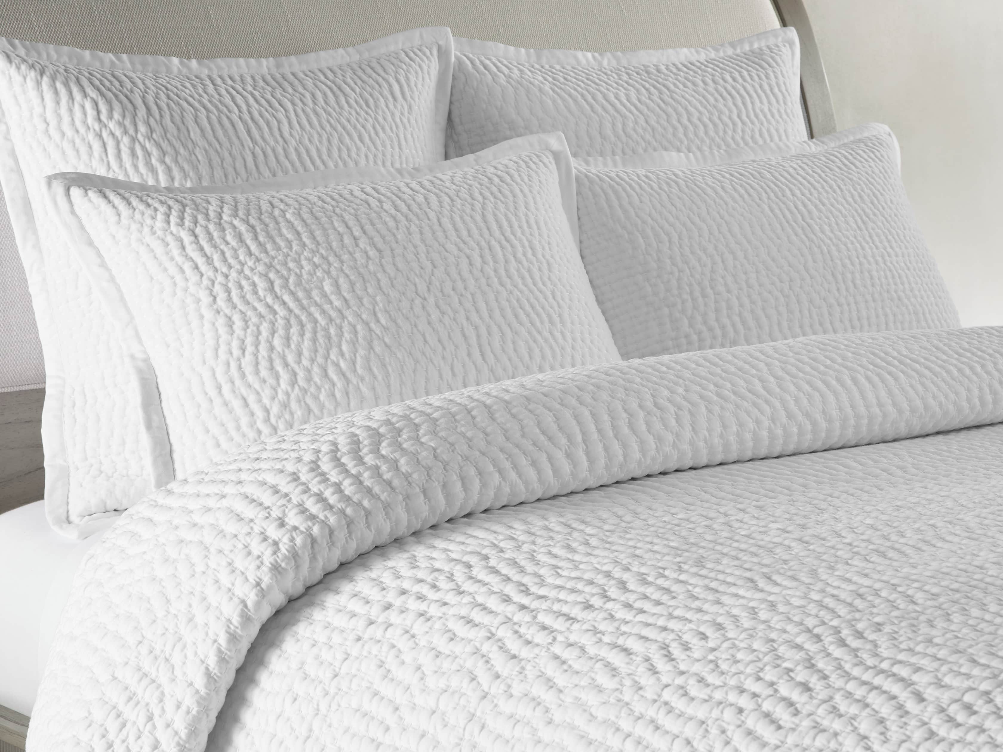 Velvet Pickstitch King Quilt in White, slide 2 of 7