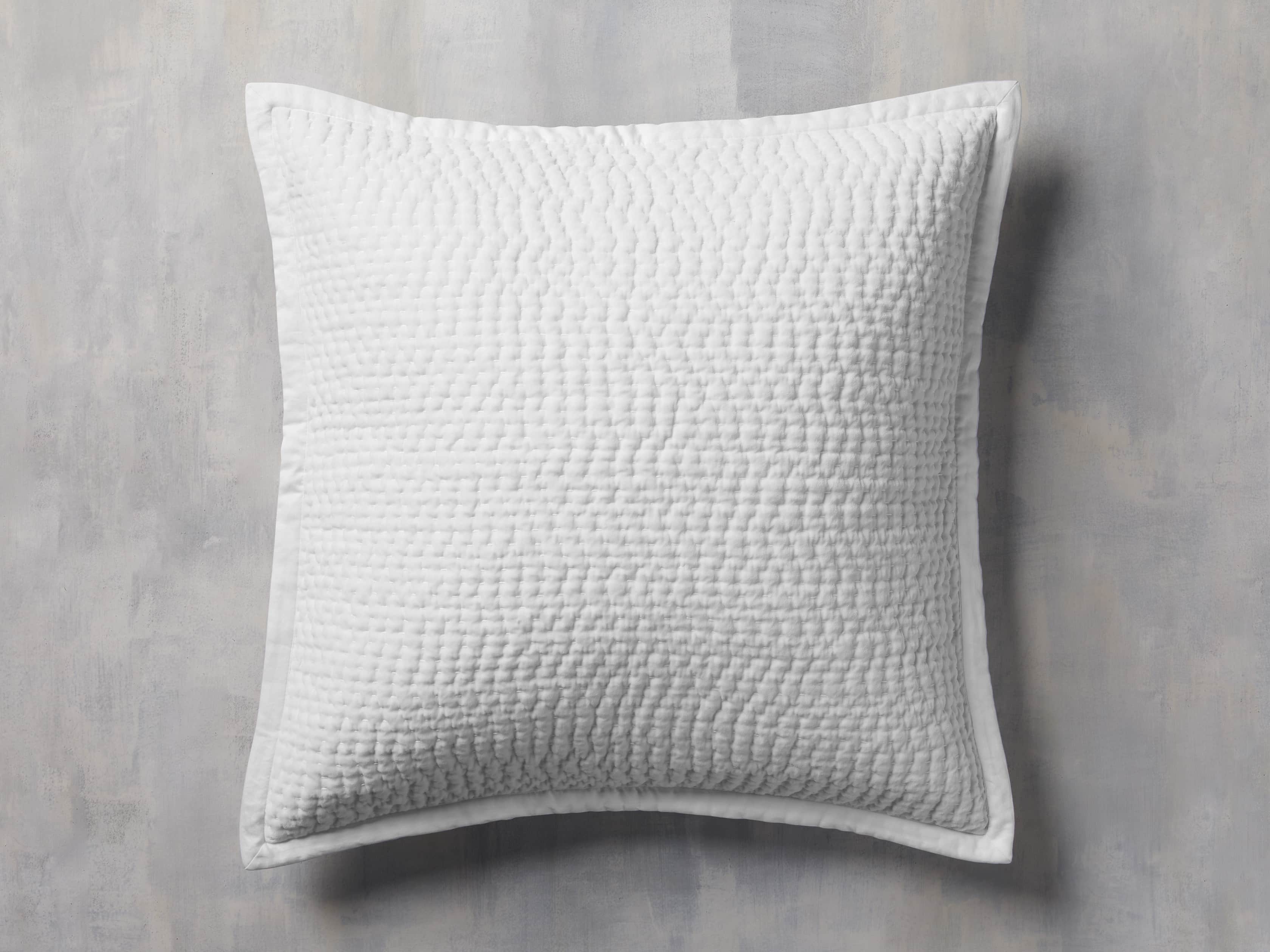 Velvet Pickstitch Quilted Euro Sham in White, slide 1 of 7