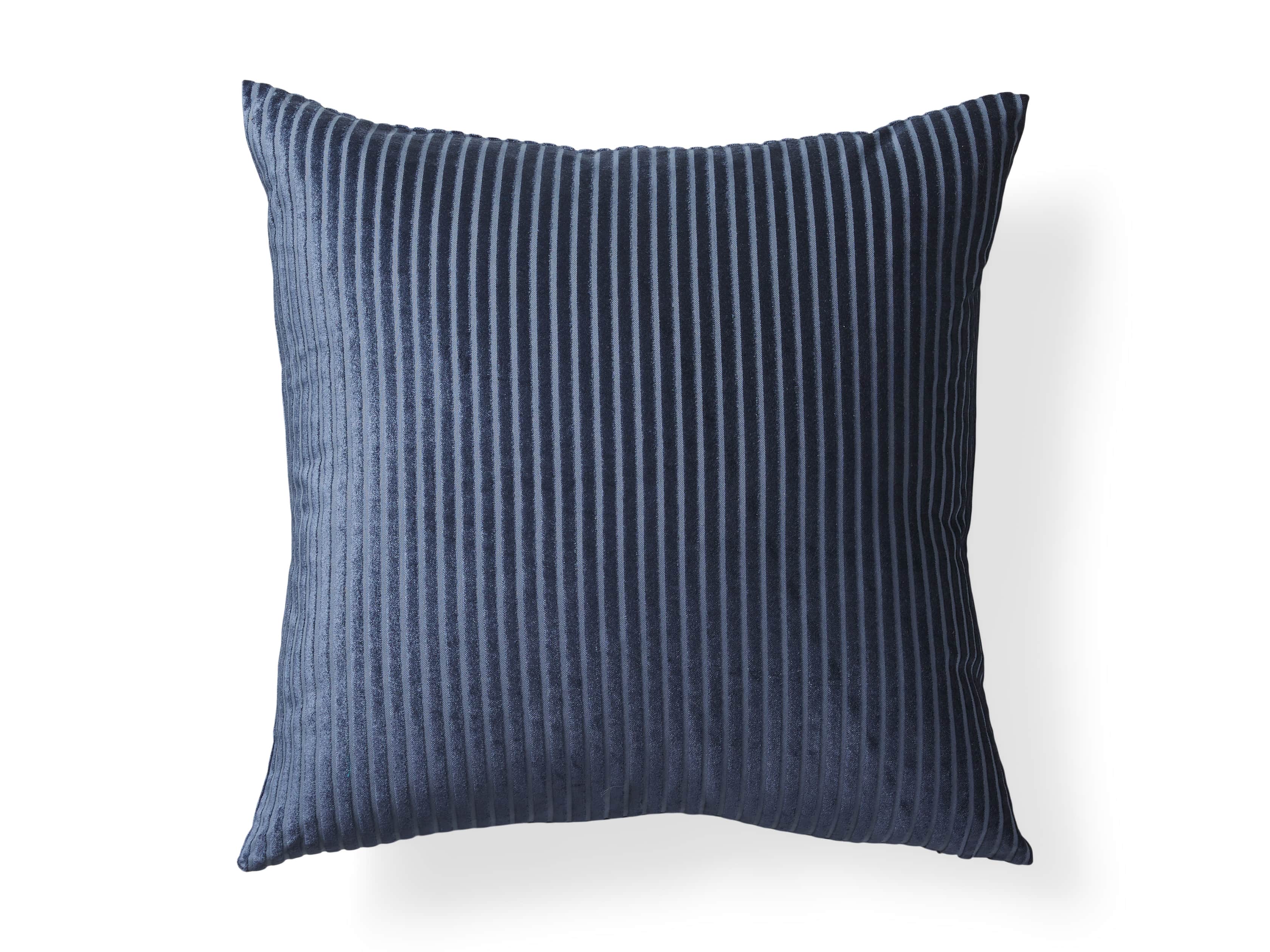 Velvet Wide-Stripe Pillow Cover Indigo, slide 4 of 4