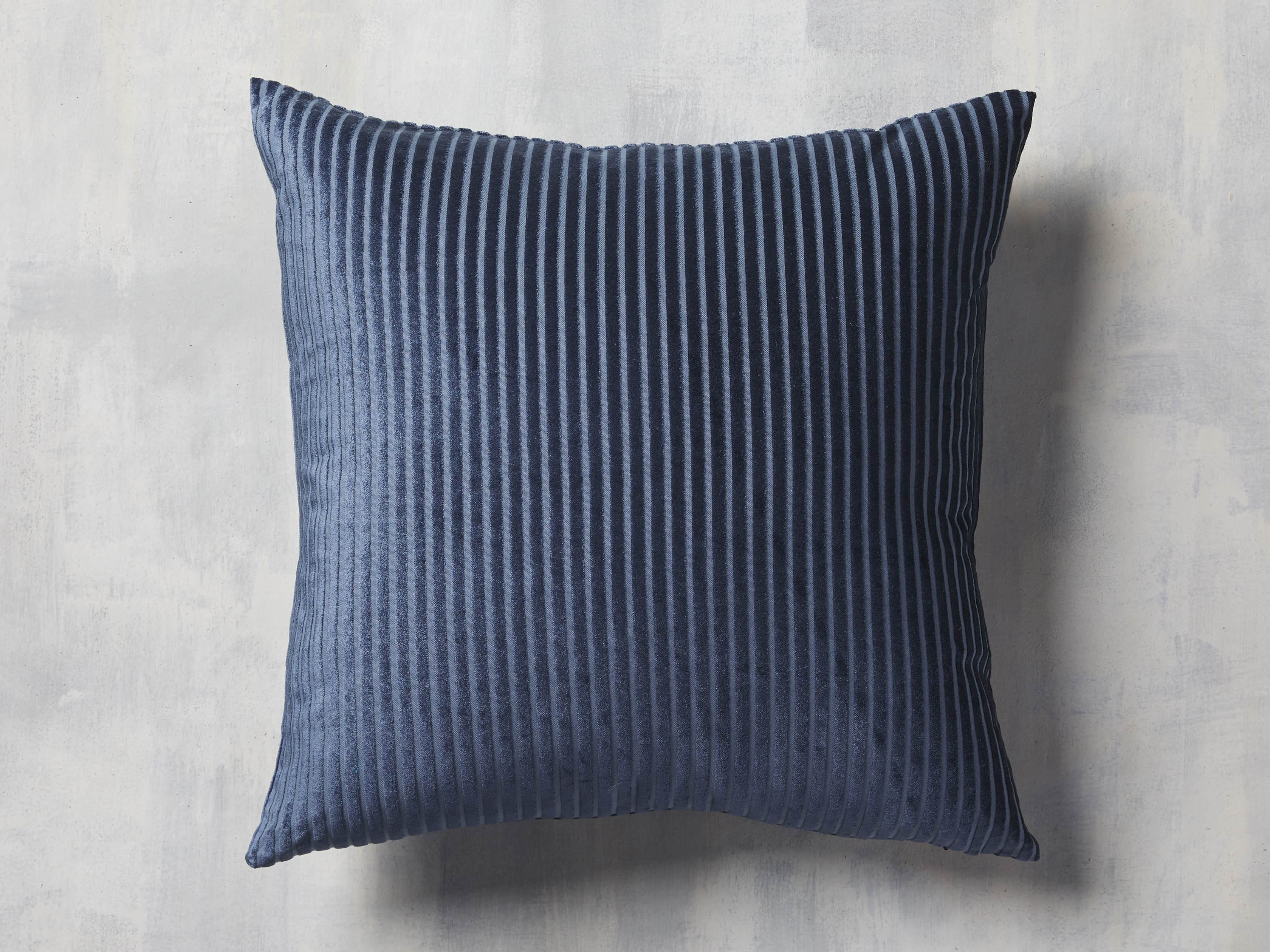 Velvet Wide-Stripe Pillow Cover Indigo, slide 1 of 4
