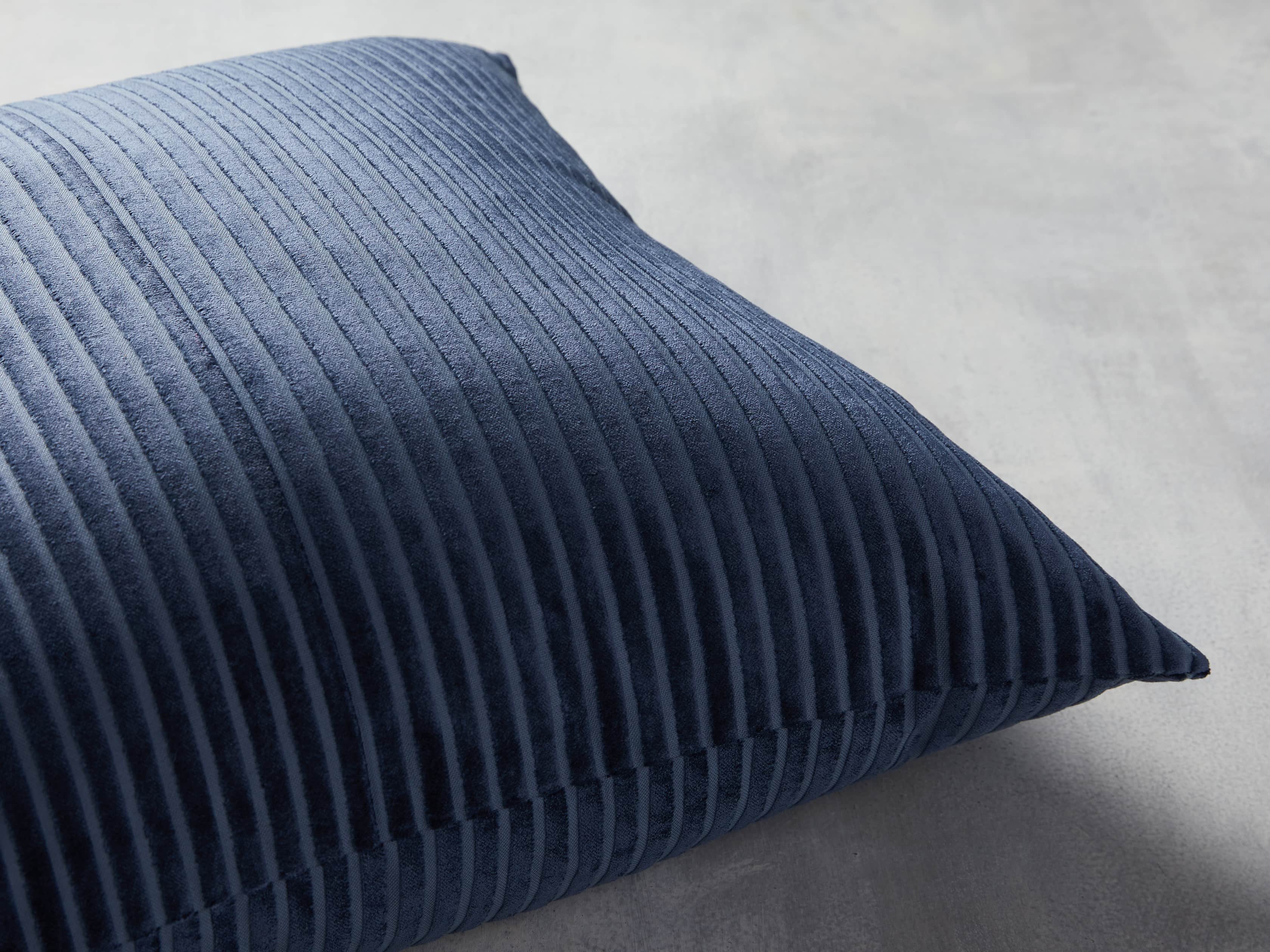 Velvet Wide-Stripe Pillow Cover Indigo, slide 2 of 4