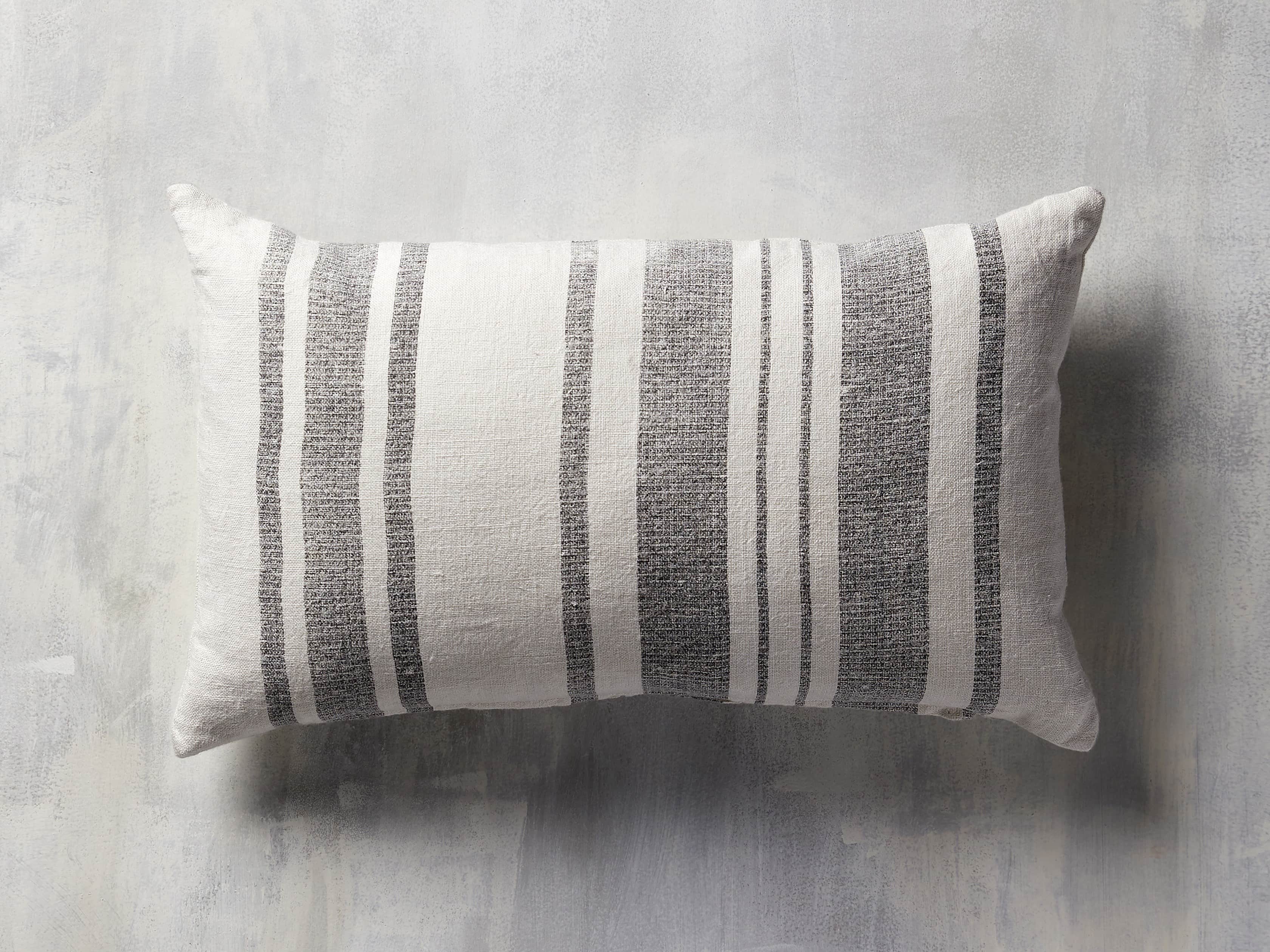 French Stripe 24" Lumbar Pillow in White and Charcoal