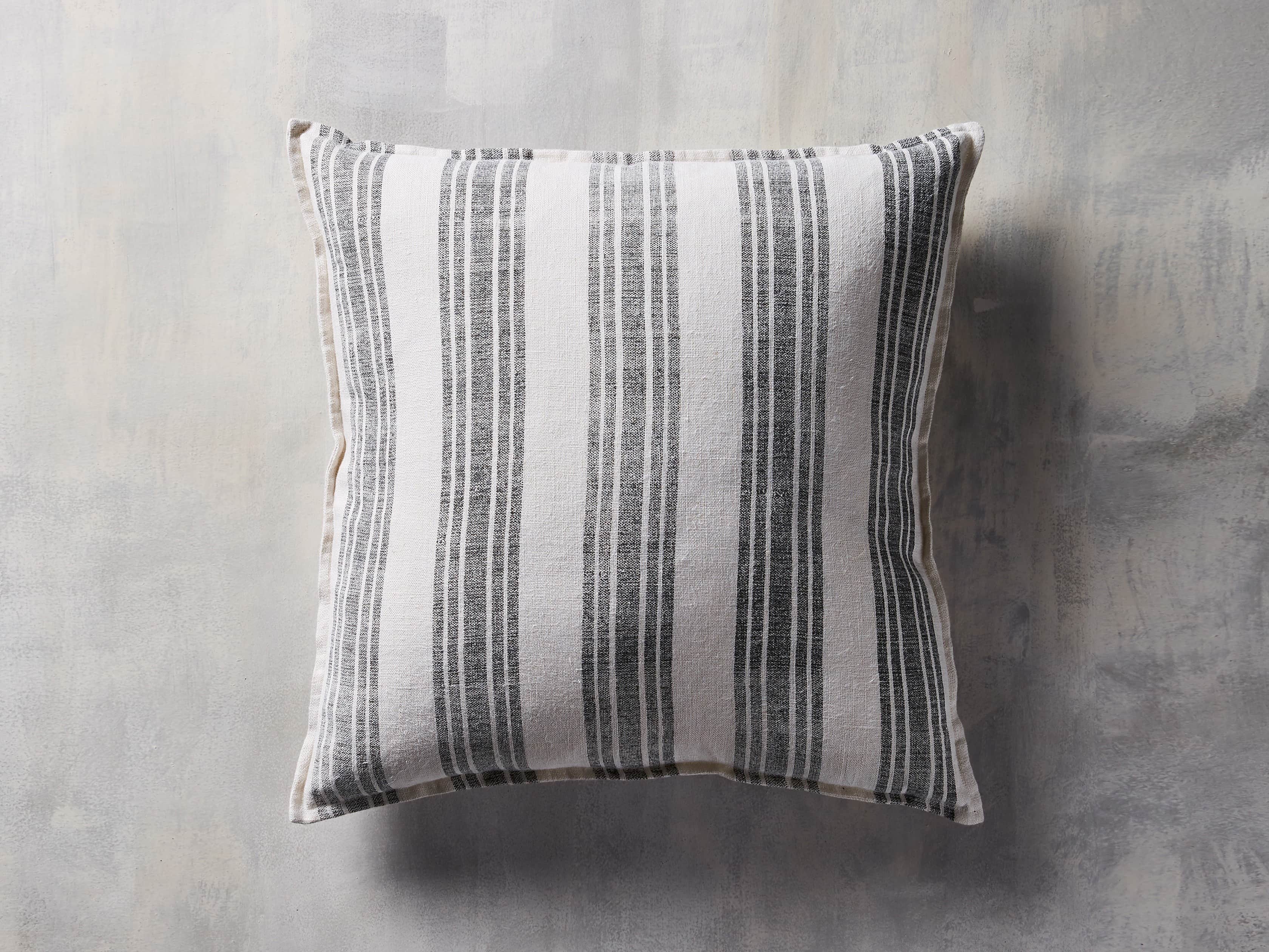 French Stripe 22" Pillow in White and Charcoal