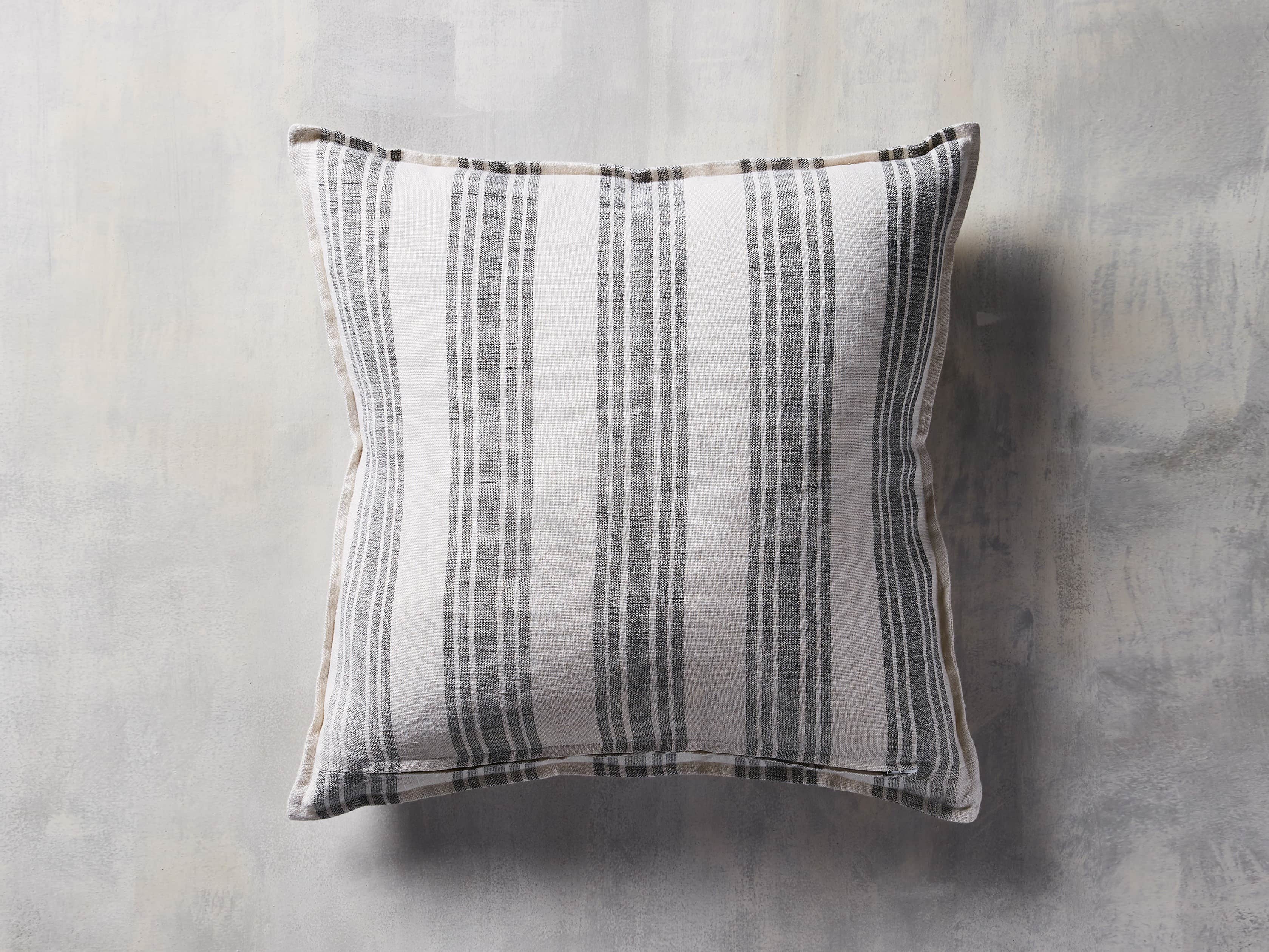 French Stripe 22" Pillow in White and Charcoal