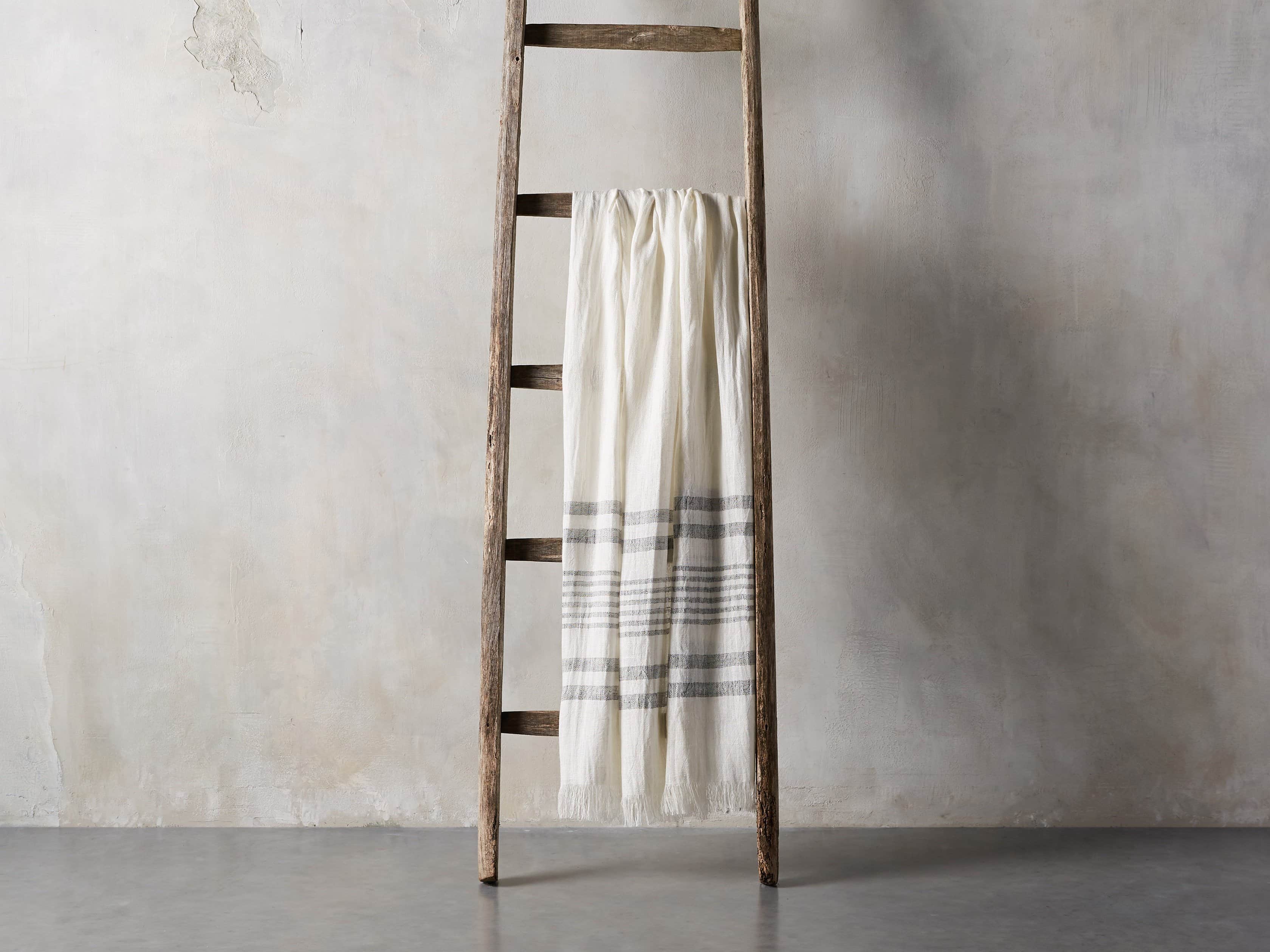 Ivory French Stripe Linen Throw