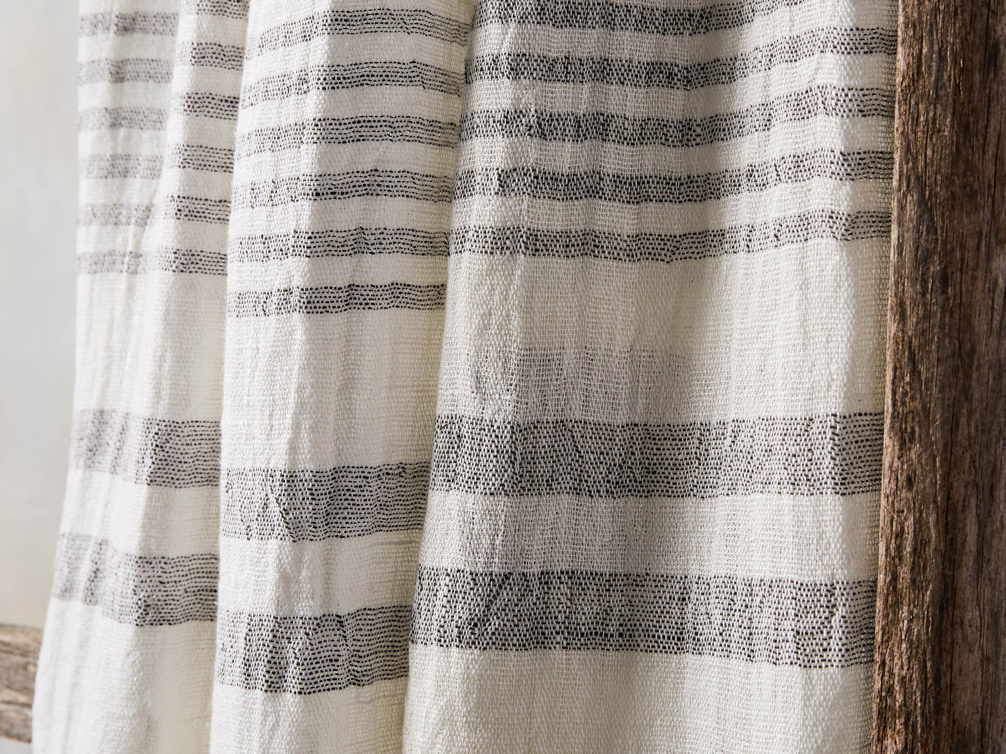 Ivory French Stripe Linen Throw