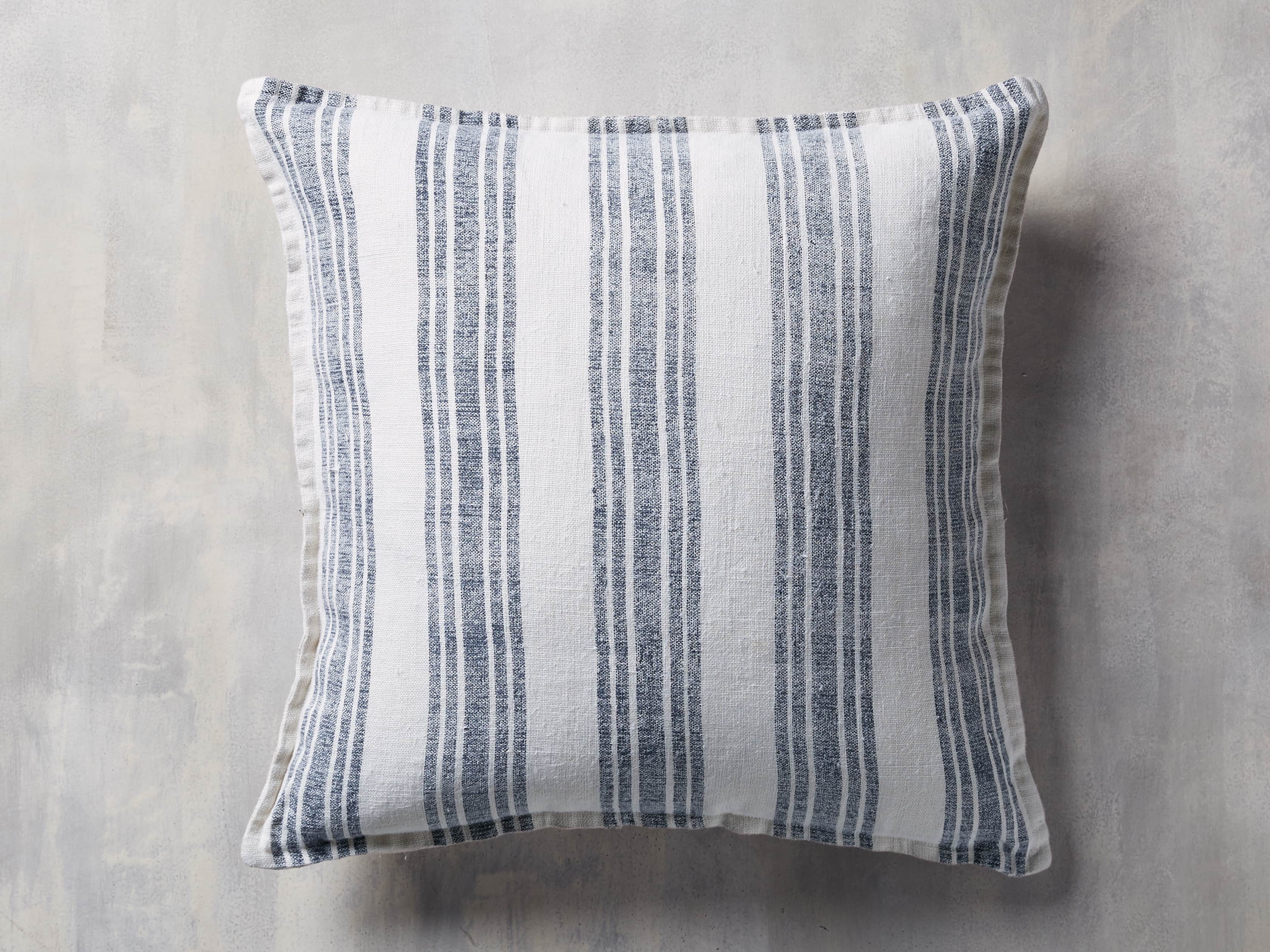 French Striped Pillow in White and Navy