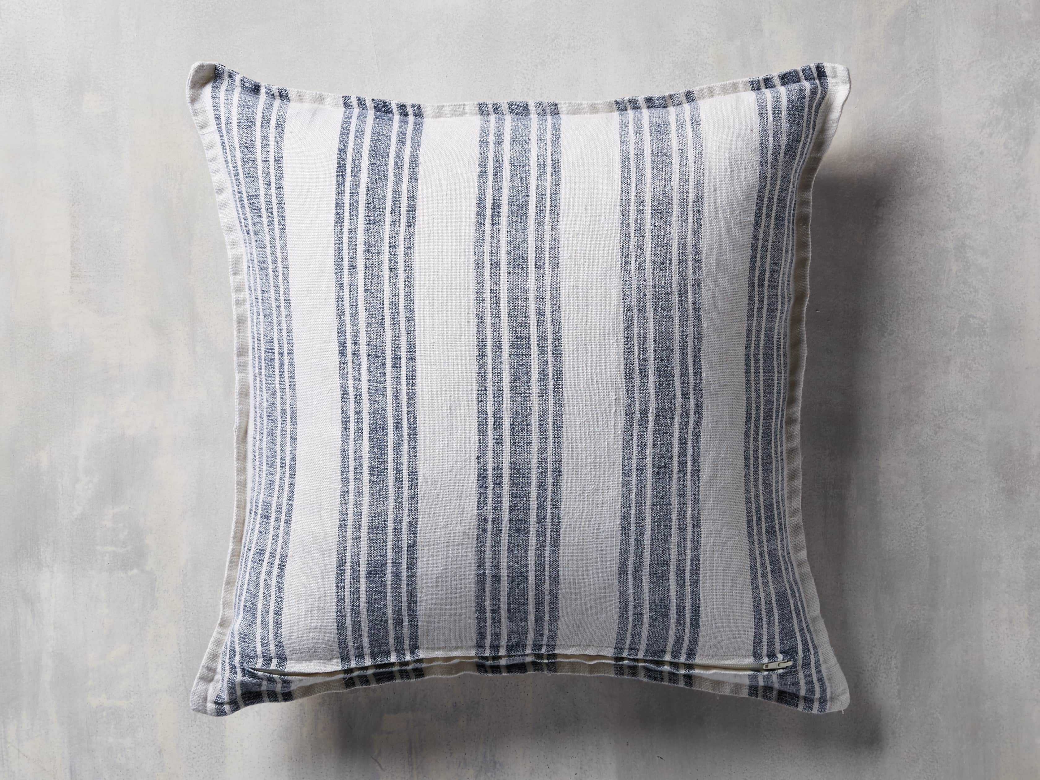 French Striped Pillow in White and Navy