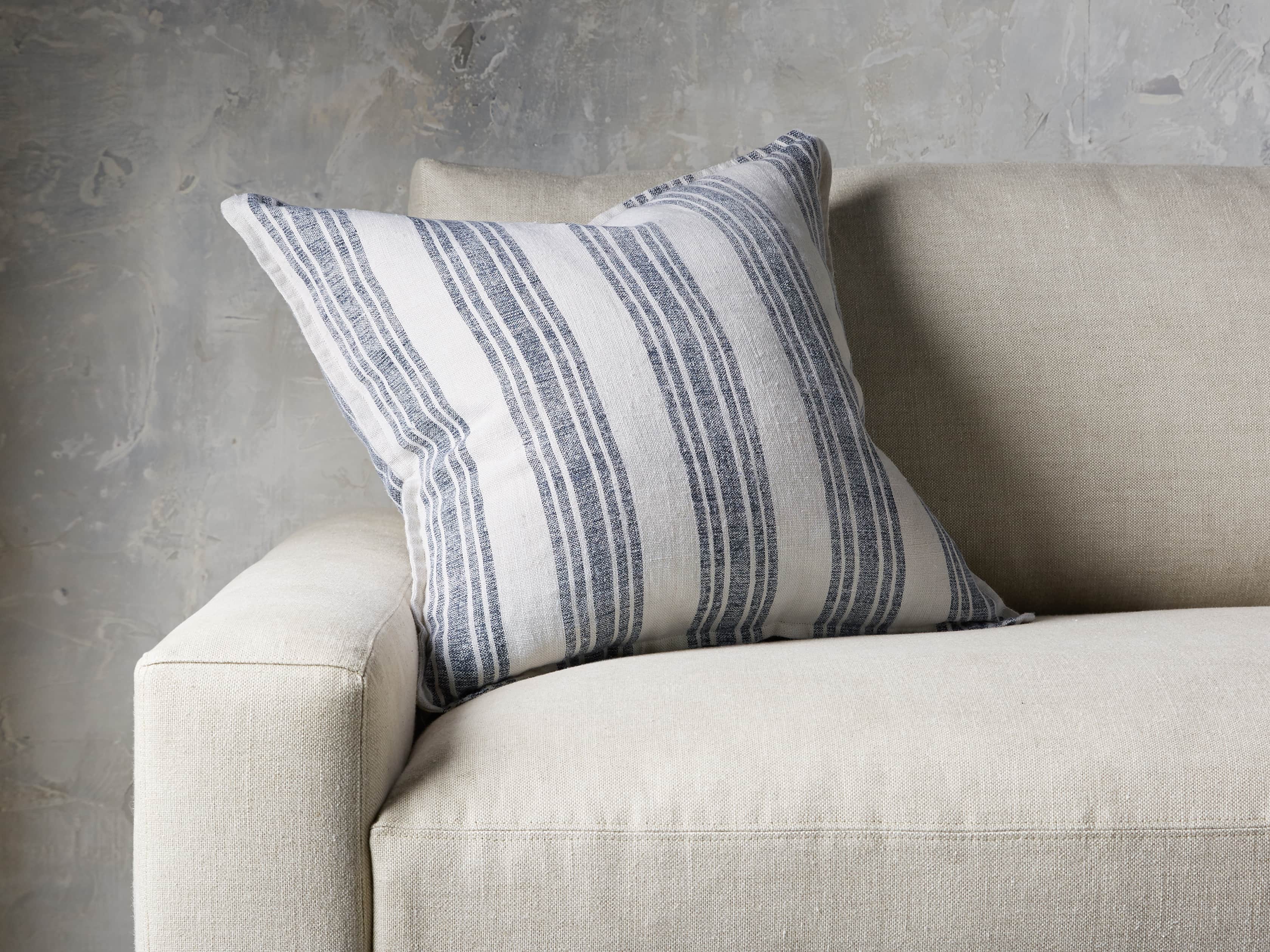 French Striped Pillow in White and Navy