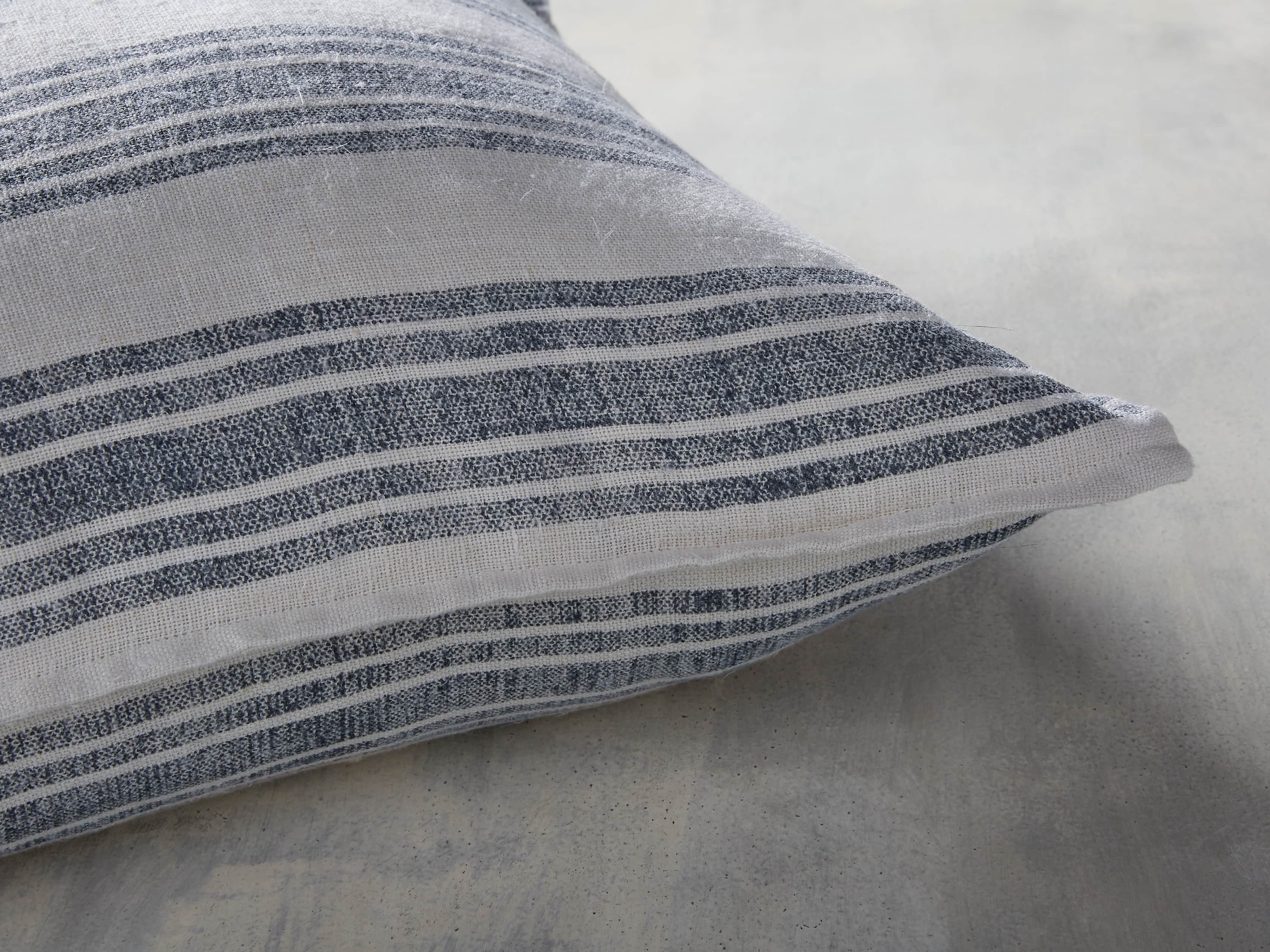 French Striped Pillow in White and Navy