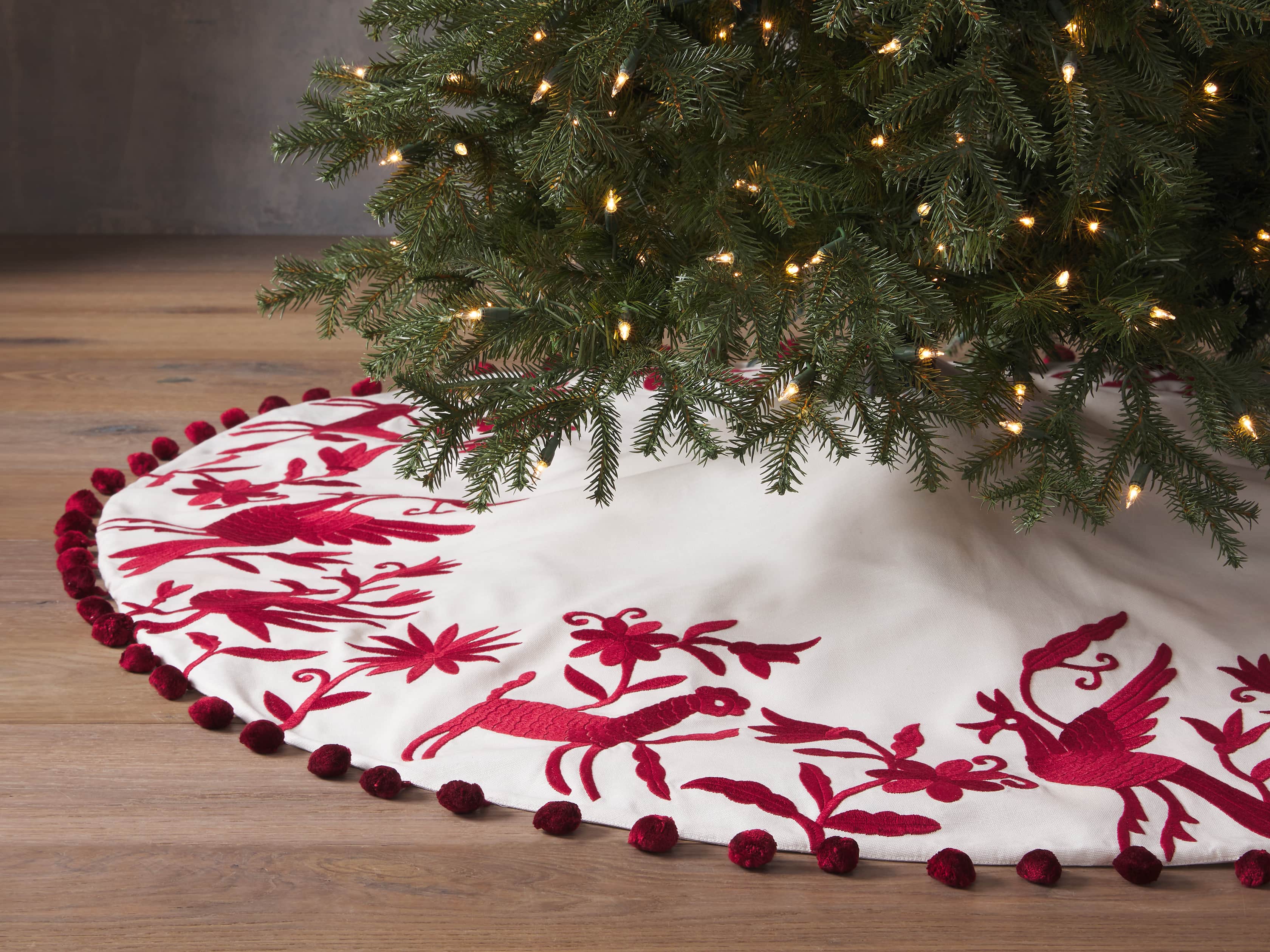 Red Woodland Animals Tree Skirt, slide 1 of 4
