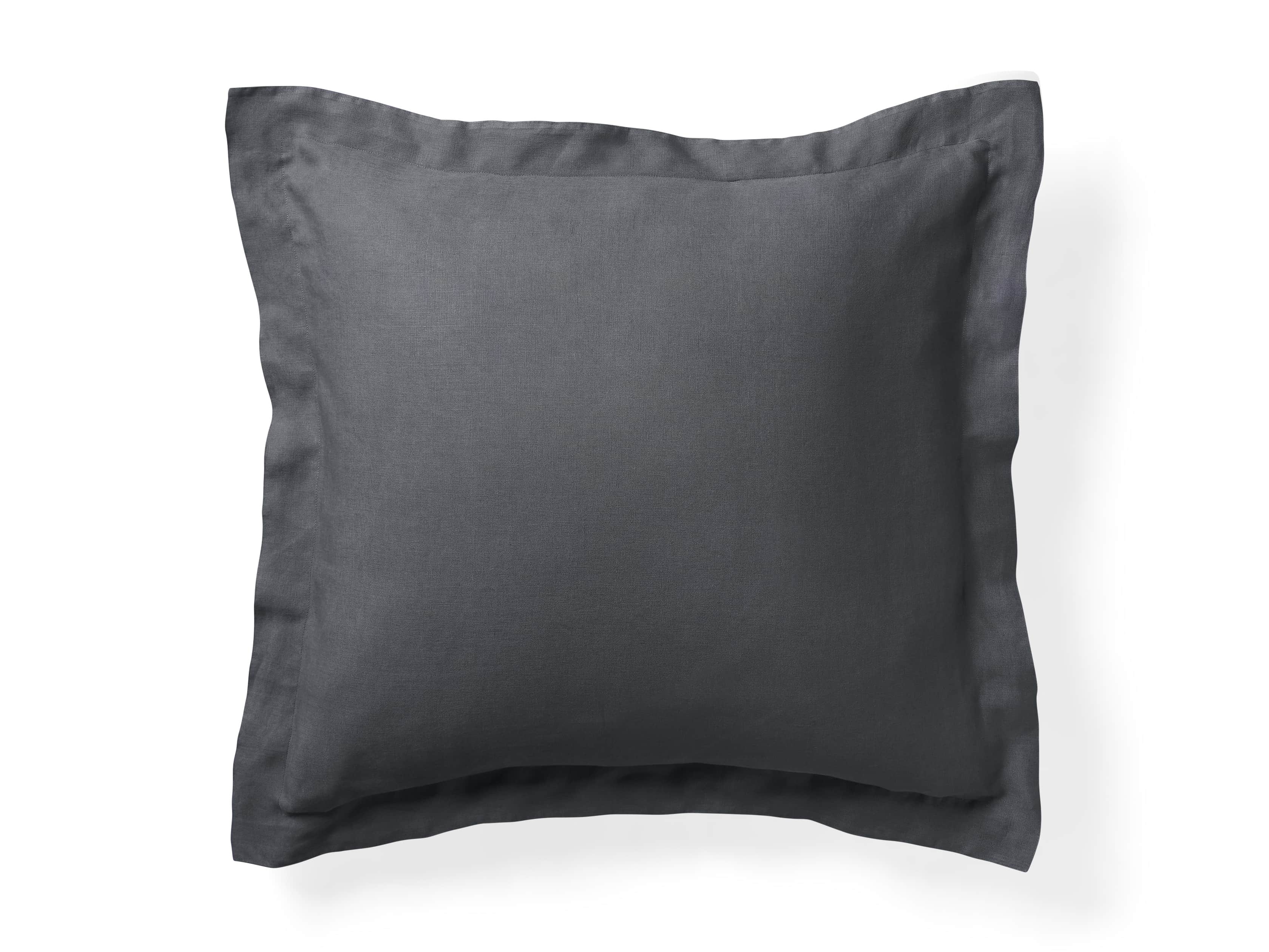 Washed Italian Linen Euro Sham in Charcoal, slide 7 of 7