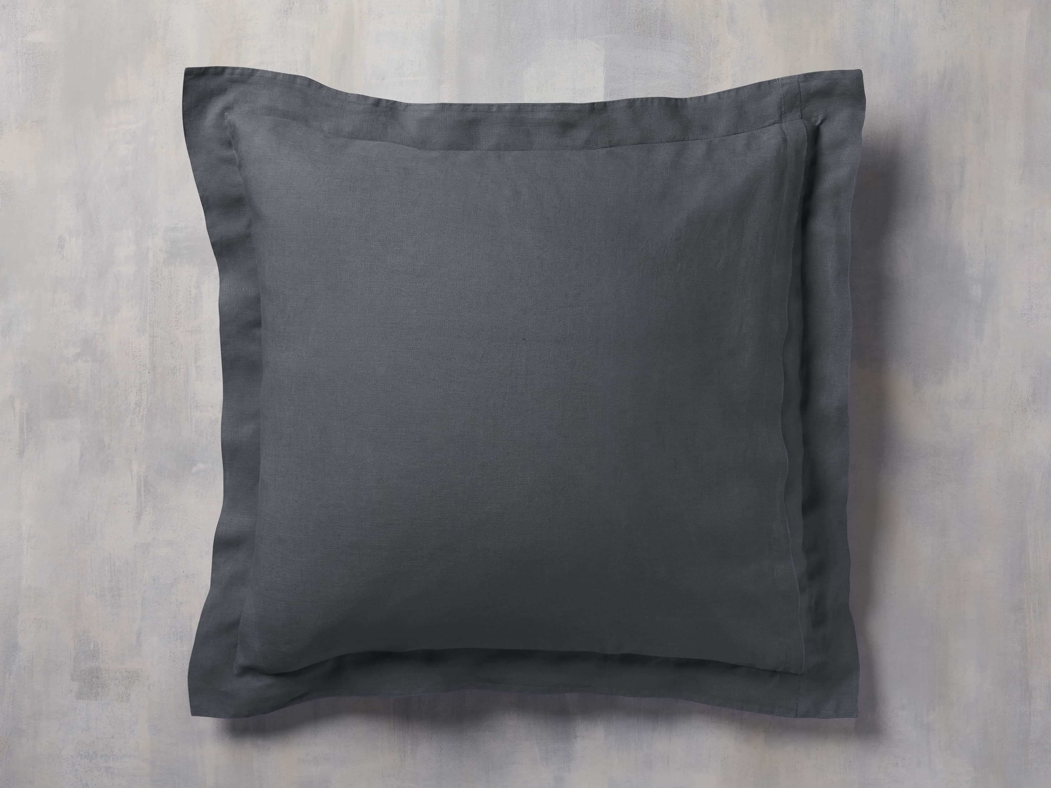 Washed Italian Linen Euro Sham in Charcoal, slide 4 of 7
