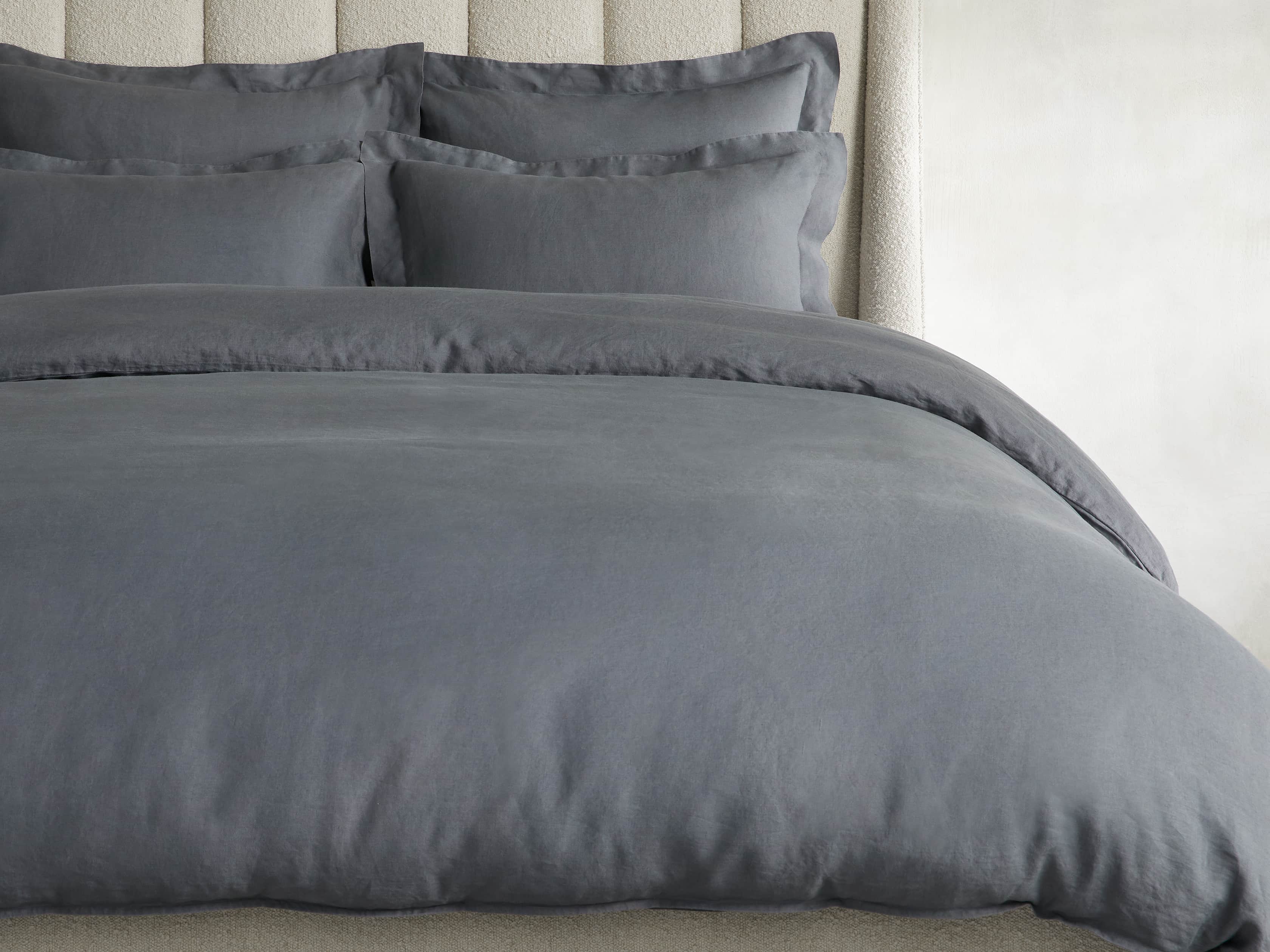 Washed Italian Linen Queen Duvet in Charcoal, slide 1 of 6