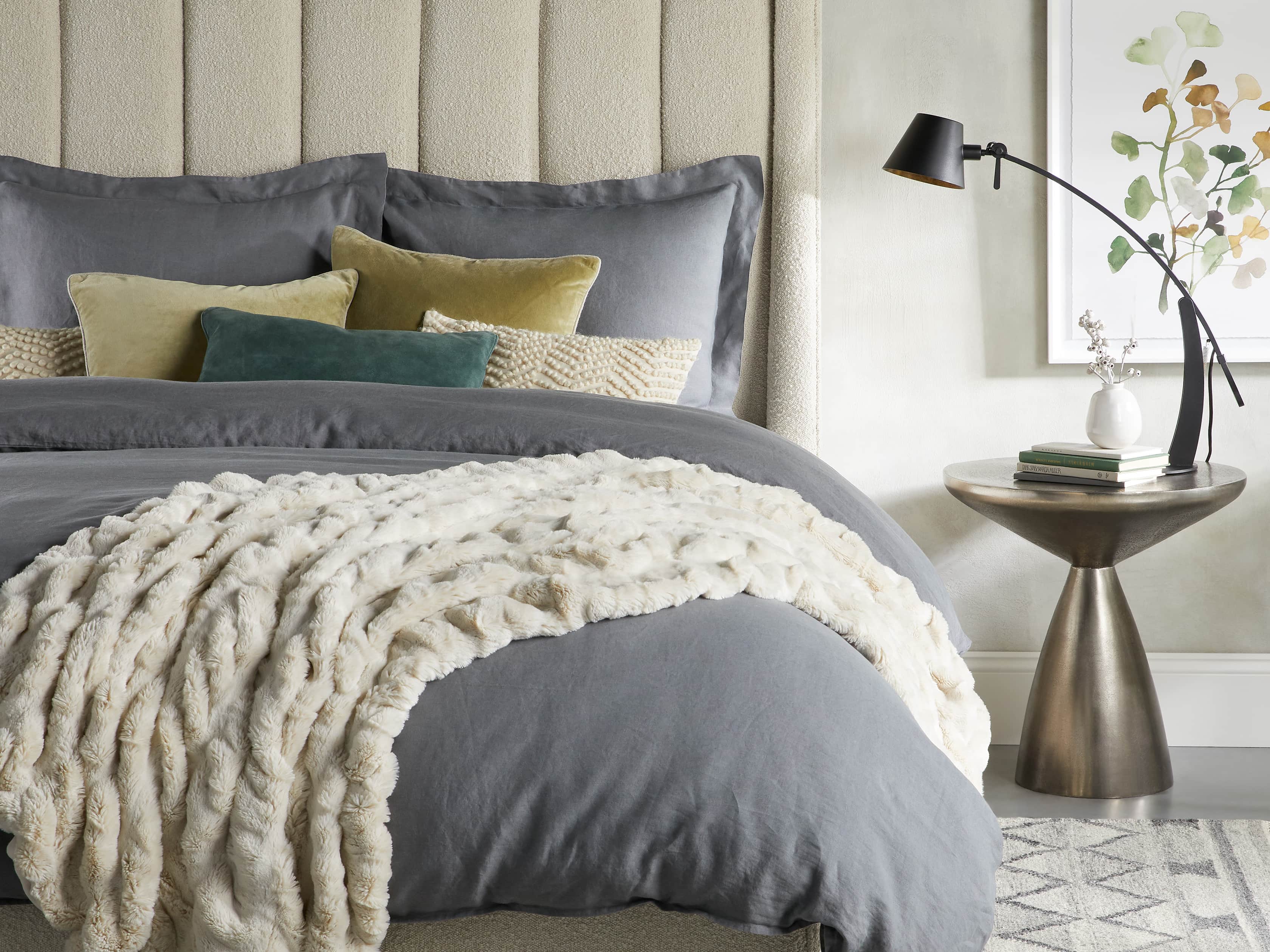Washed Italian Linen Queen Duvet in Charcoal, slide 2 of 6