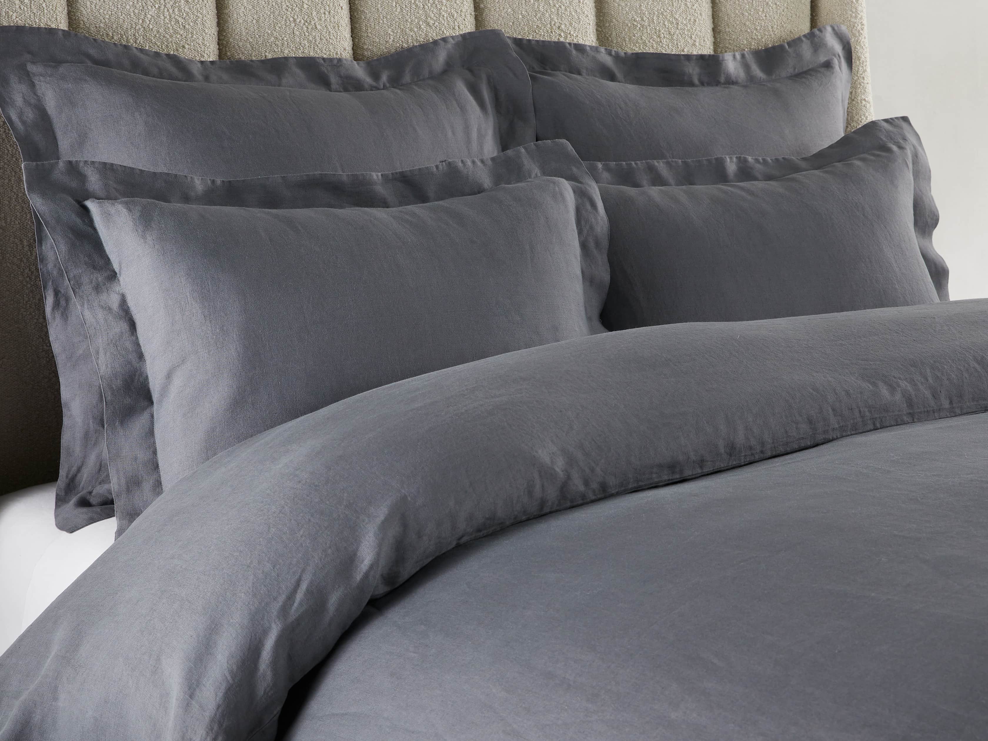 Washed Italian Linen Queen Duvet in Charcoal, slide 3 of 6
