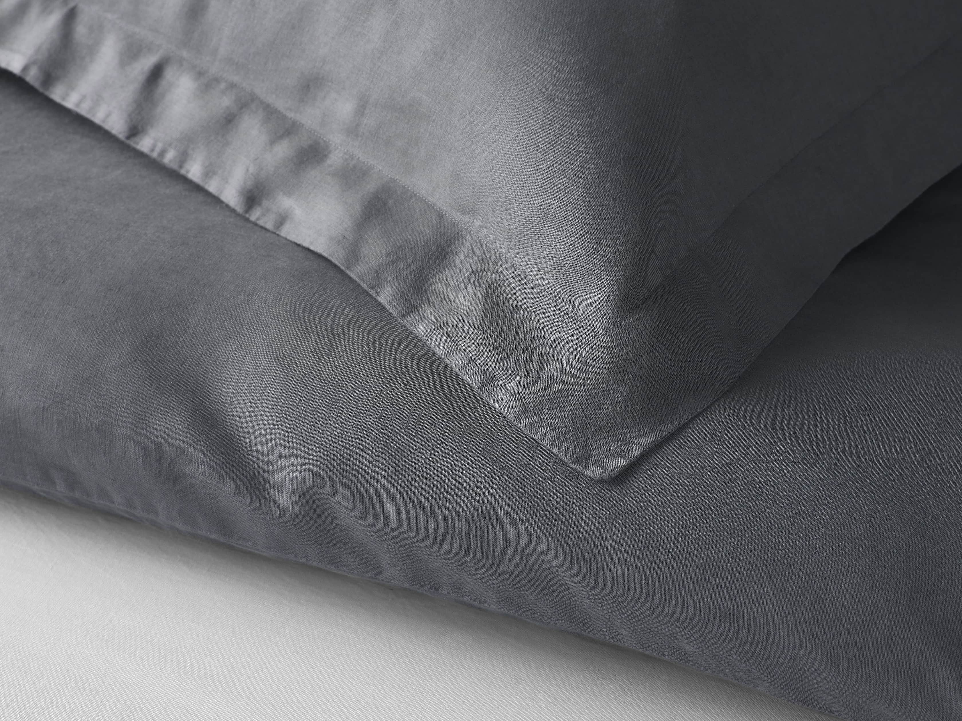 Washed Italian Linen Queen Duvet in Charcoal, slide 5 of 6