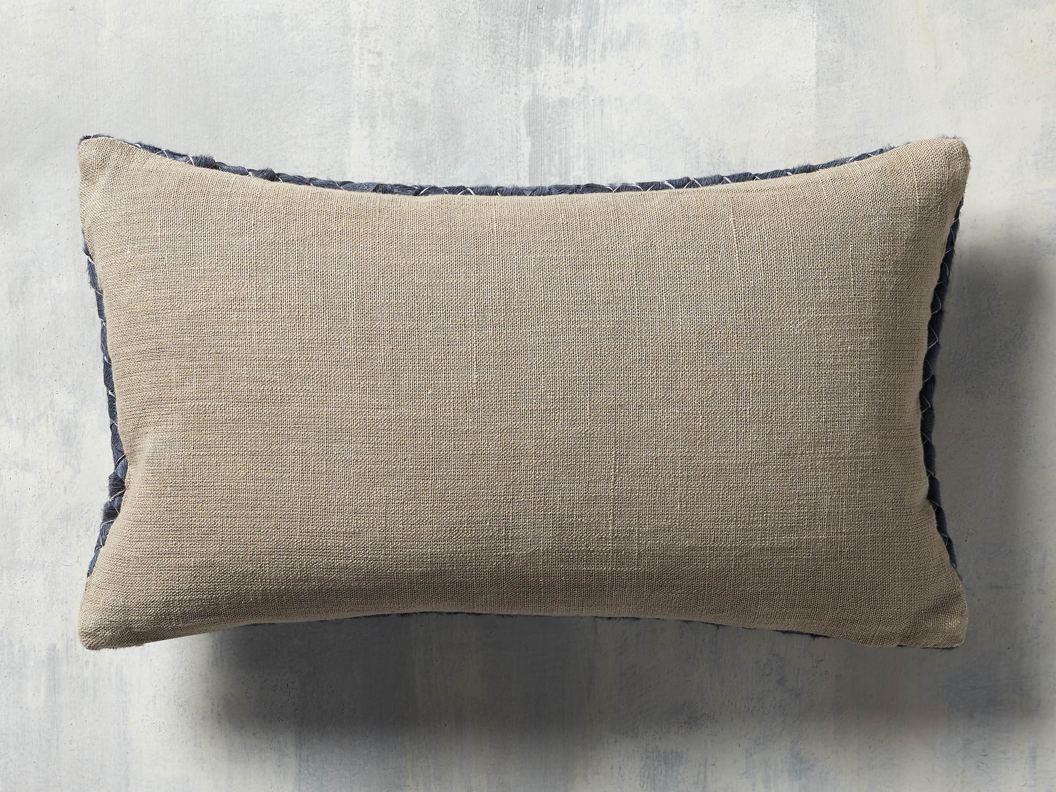 Woven Lumbar Hide Blue Pillow, slide 4 of 5