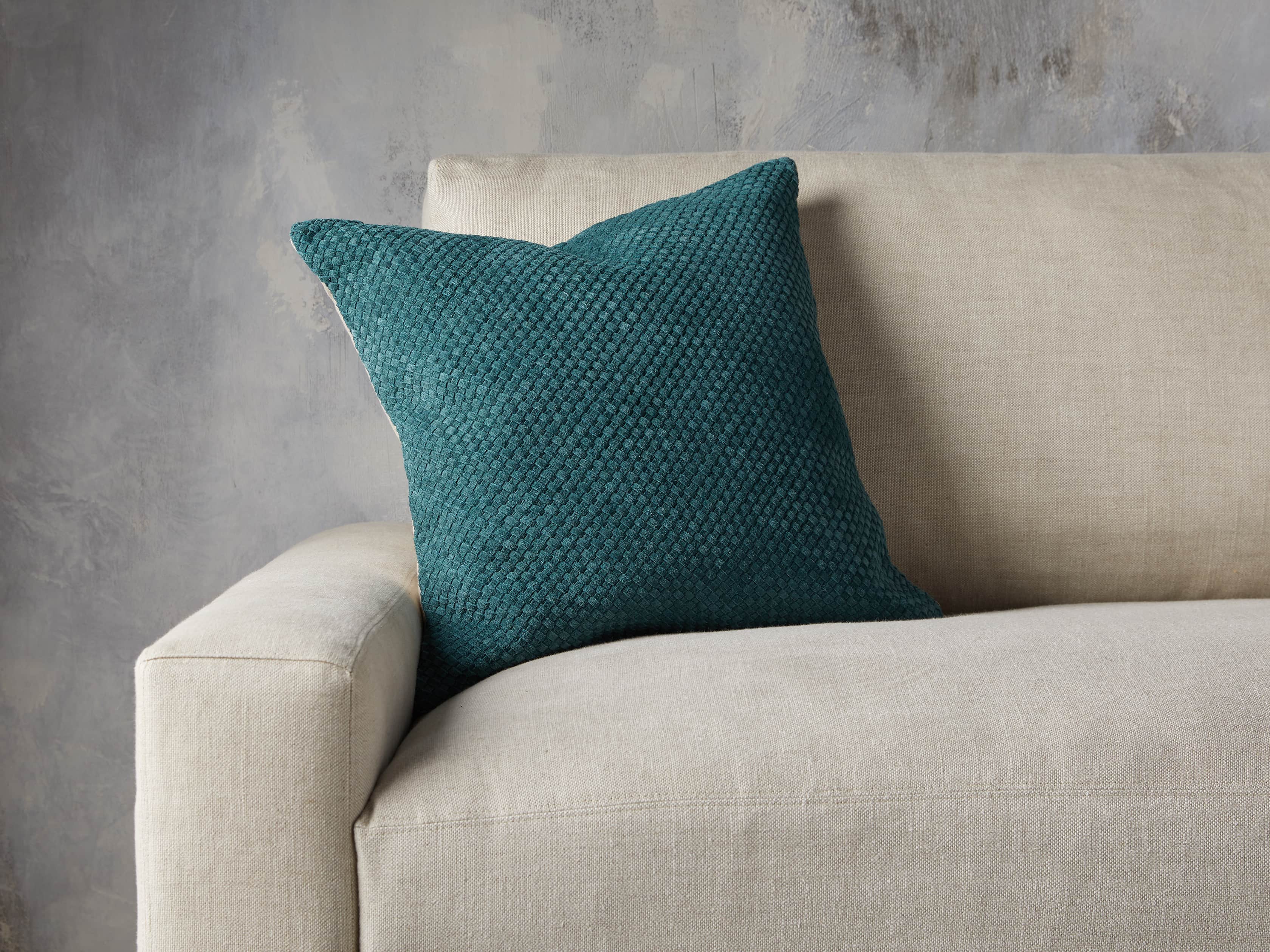 Woven Suede Pillow Cover in Mediterranean, slide 4 of 5