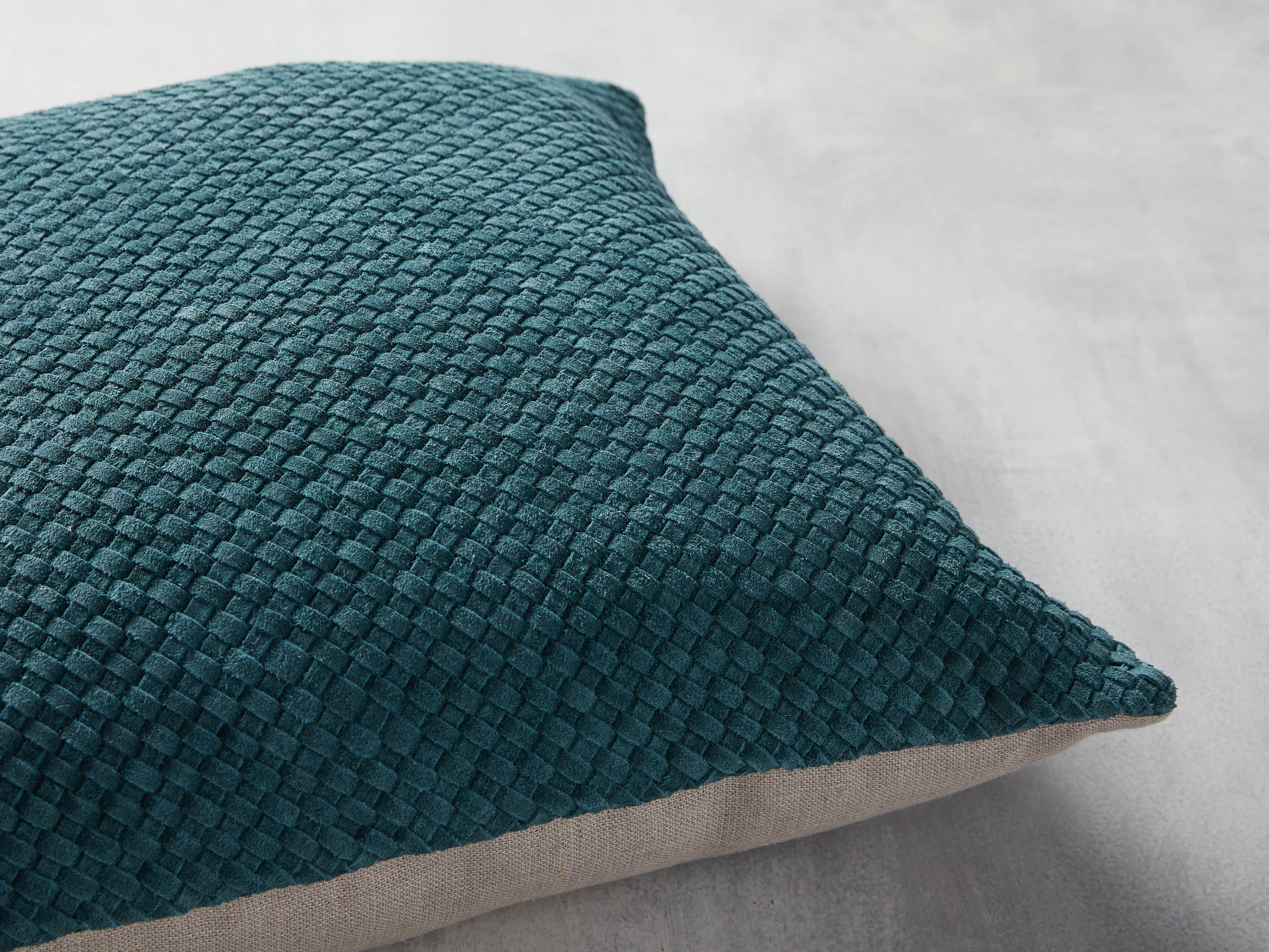 Woven Suede Pillow Cover in Mediterranean, slide 3 of 5