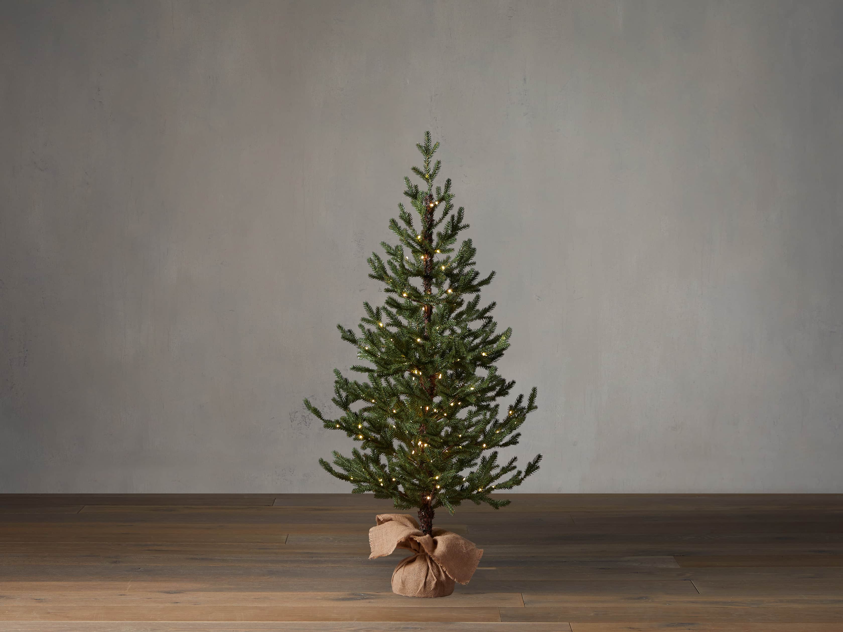4' Pre-Lit Burlap Pine Tree, slide 1 of 4