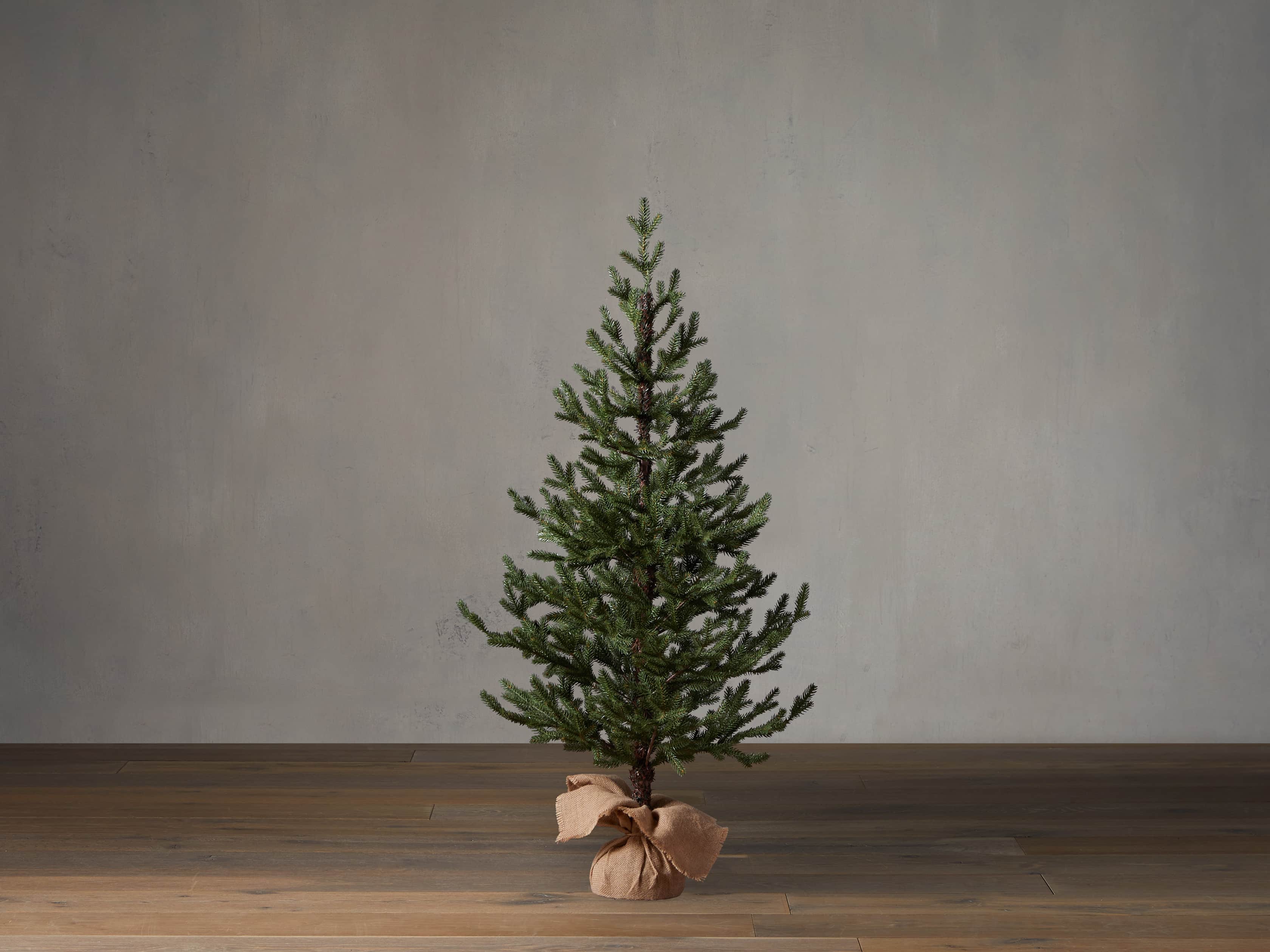 4' Pre-Lit Burlap Pine Tree, slide 2 of 4