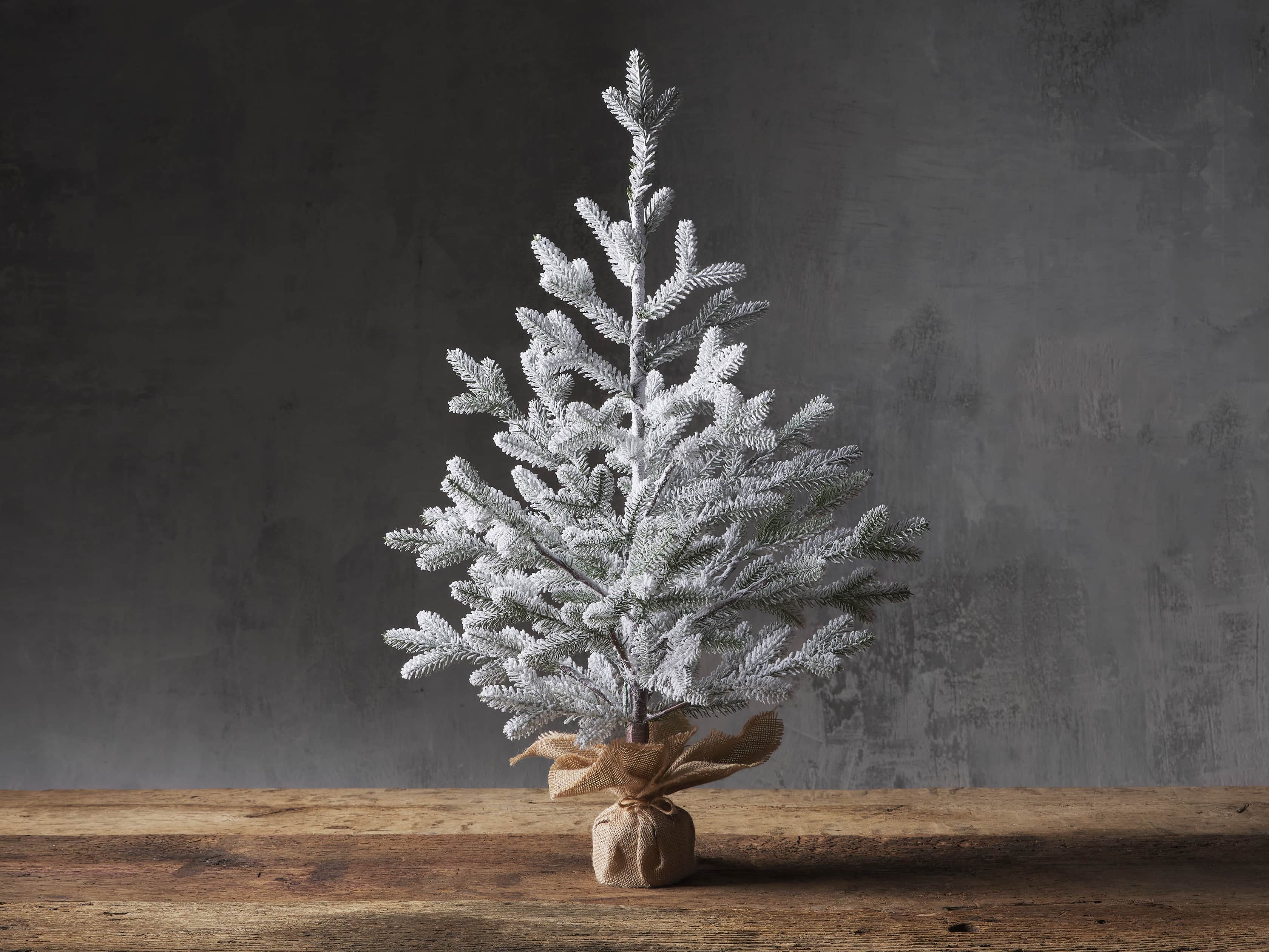 2' Pre-Lit Flocked Burlap Pine Tree, slide 2 of 4