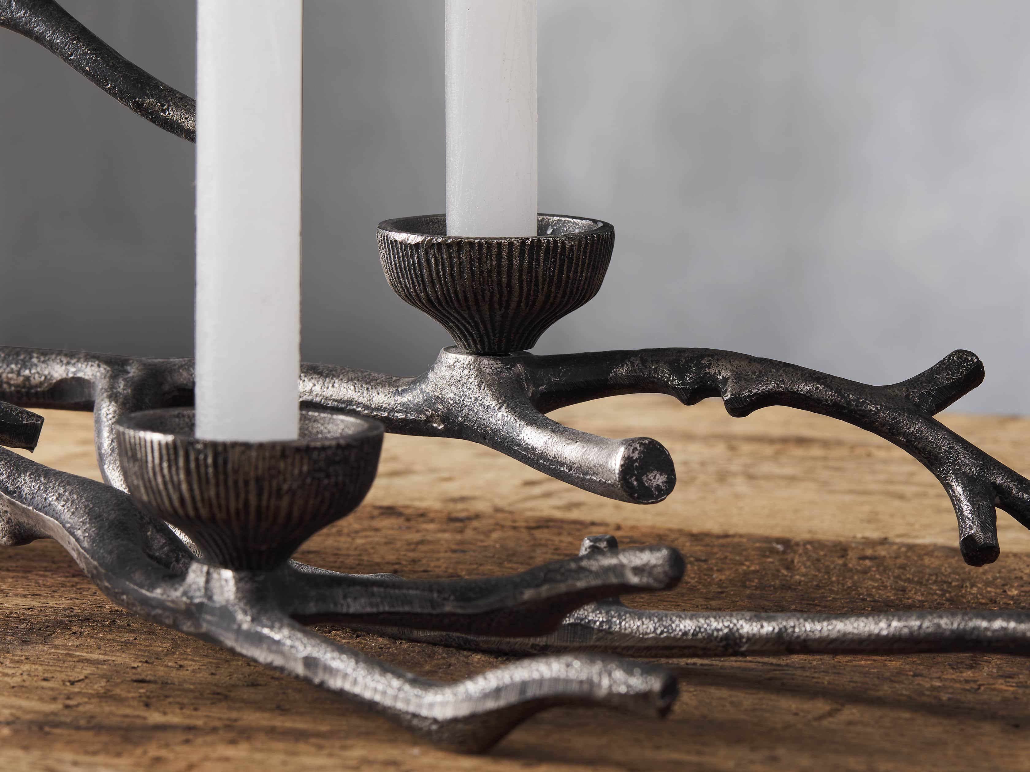 5 Light Branch Candleholder in Antiqued Silver, slide 2 of 2
