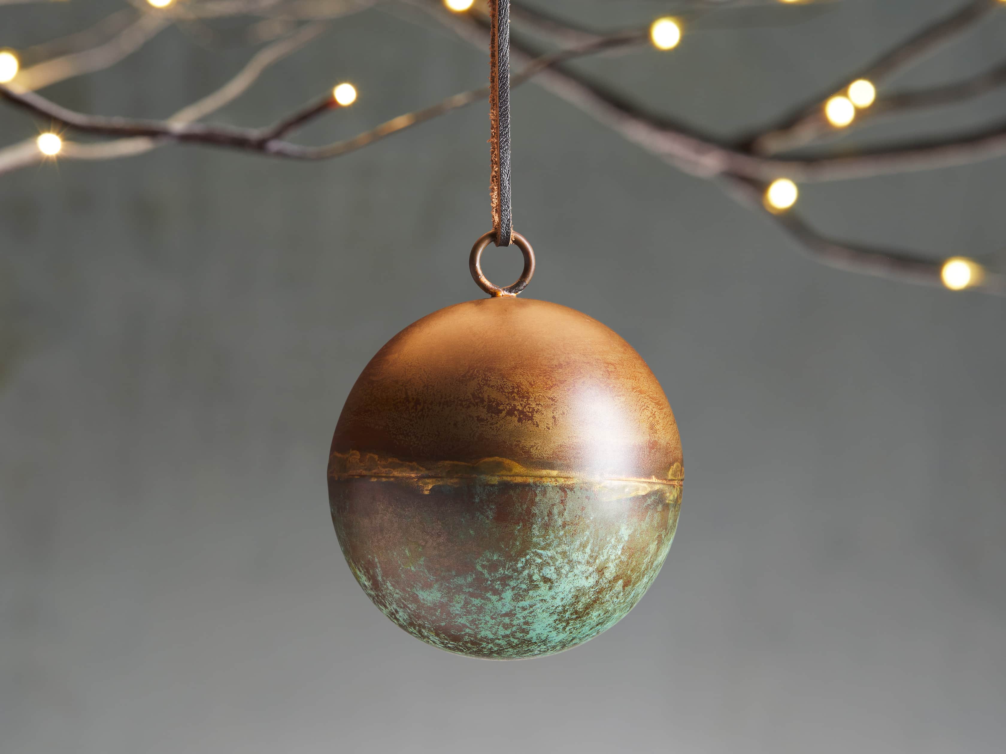 Distressed Metal Ornament in Green Rust (Set of 4), slide 1 of 2