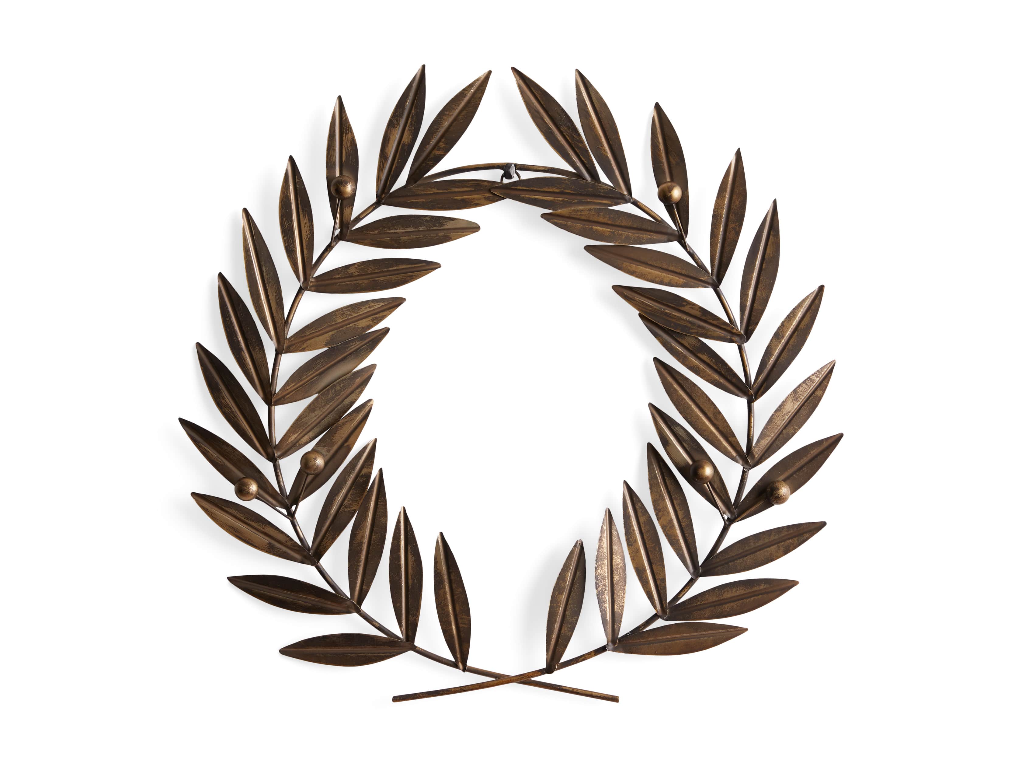 Laurel Metal Wreath in Distressed Brass, slide 4 of 4