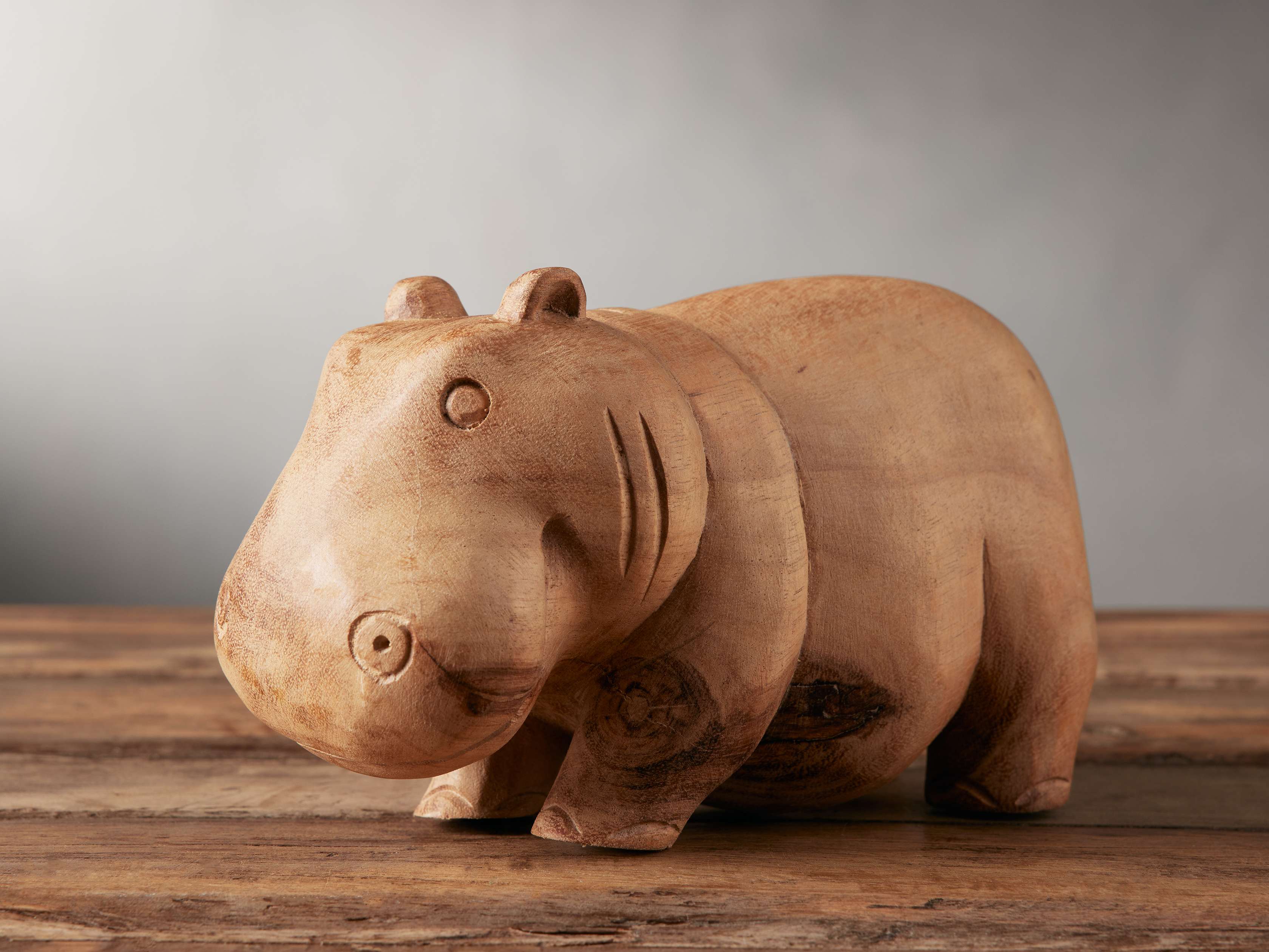 Carved clearance wooden hippopotamus