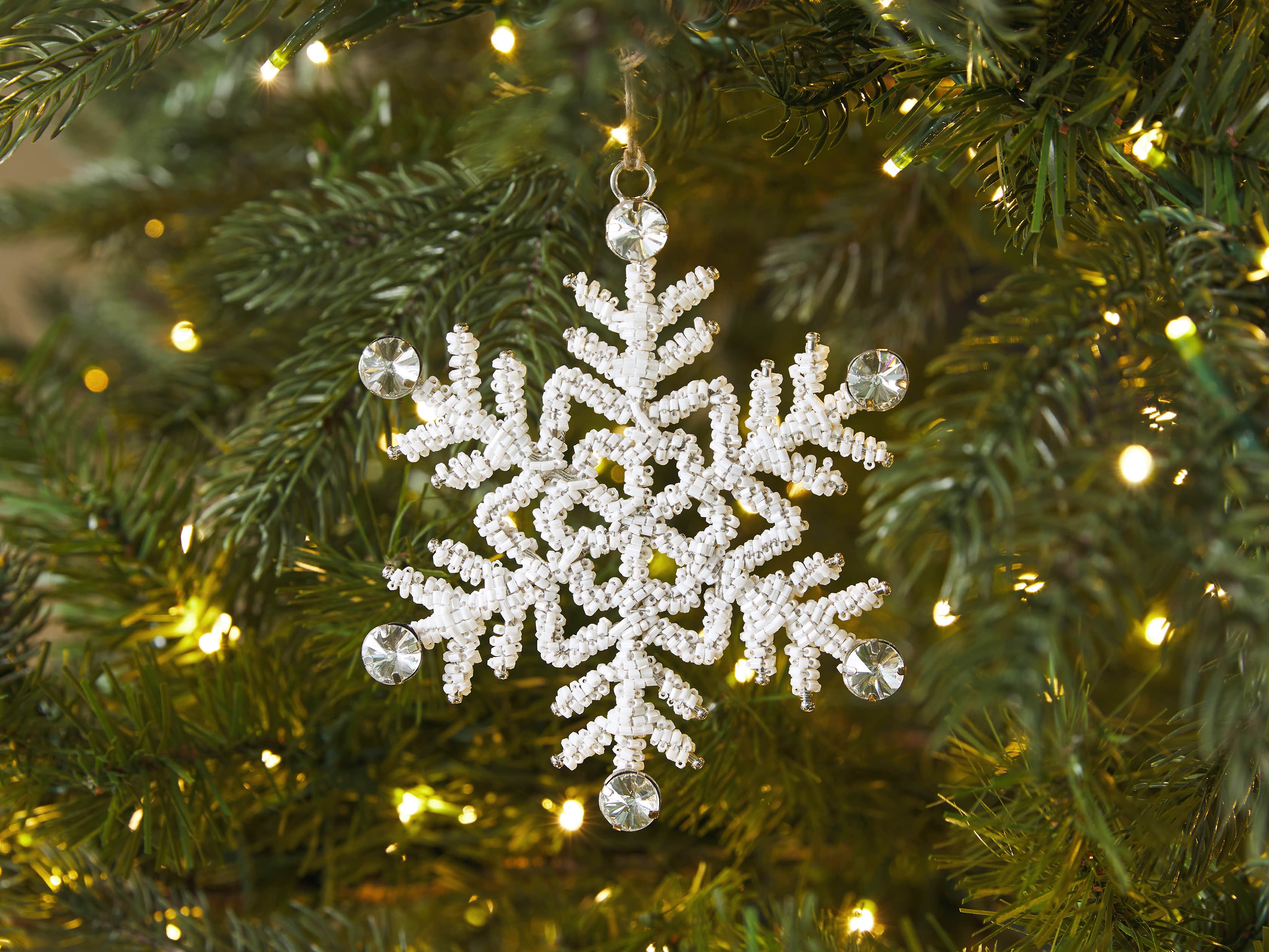 Small Beaded Snowflake Ornament (Set of 4), slide 2 of 5