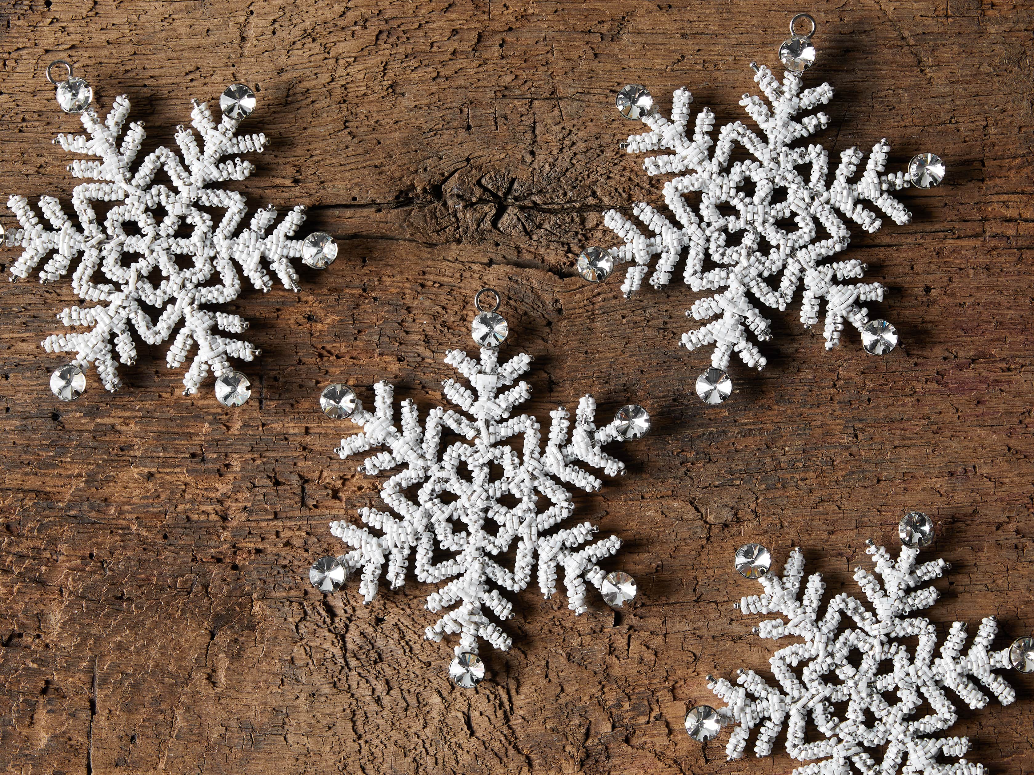 Small Beaded Snowflake Ornament (Set of 4), slide 3 of 5
