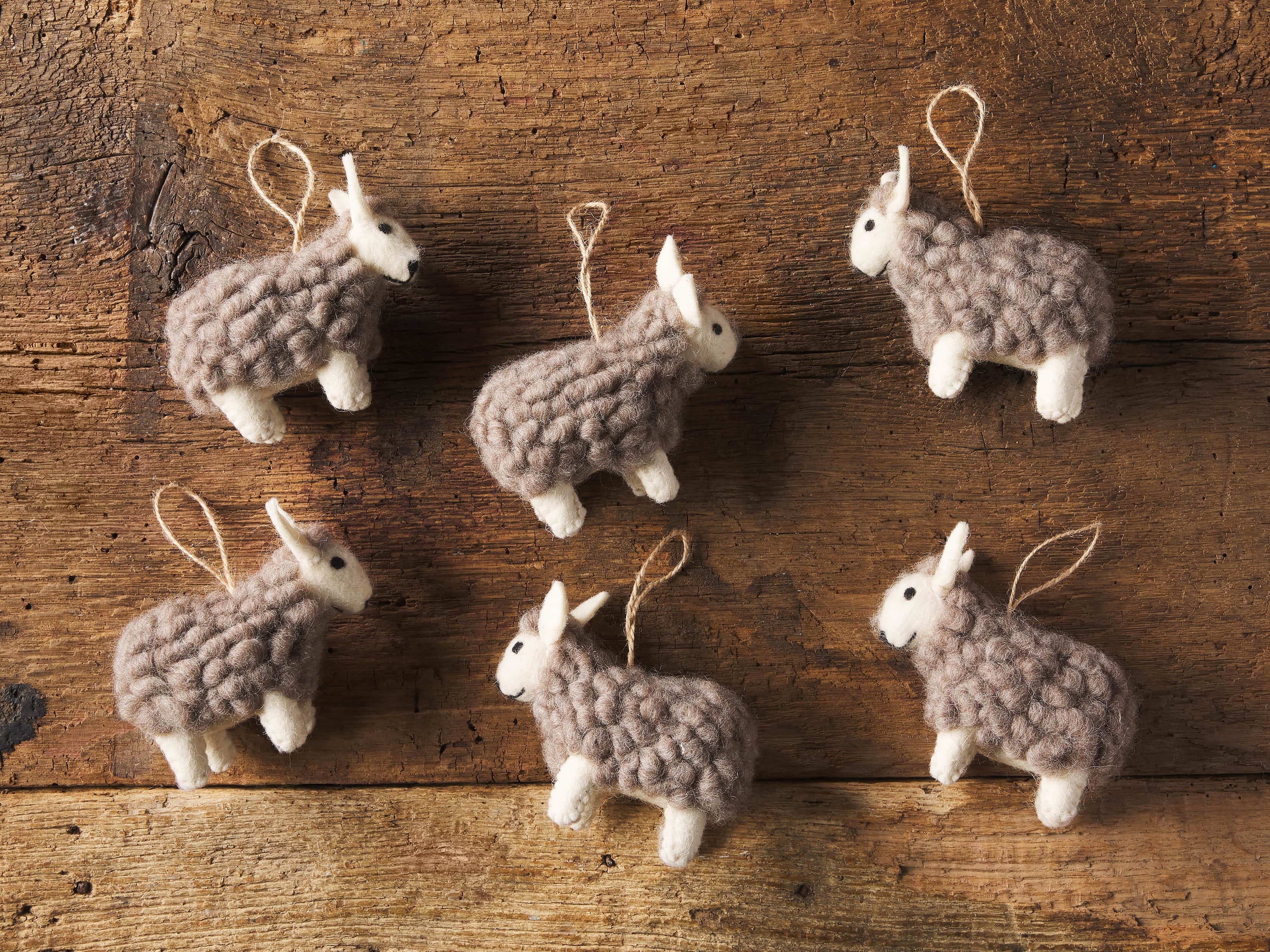 Grey Wool Sheep Ornament (Set of 6), slide 2 of 2