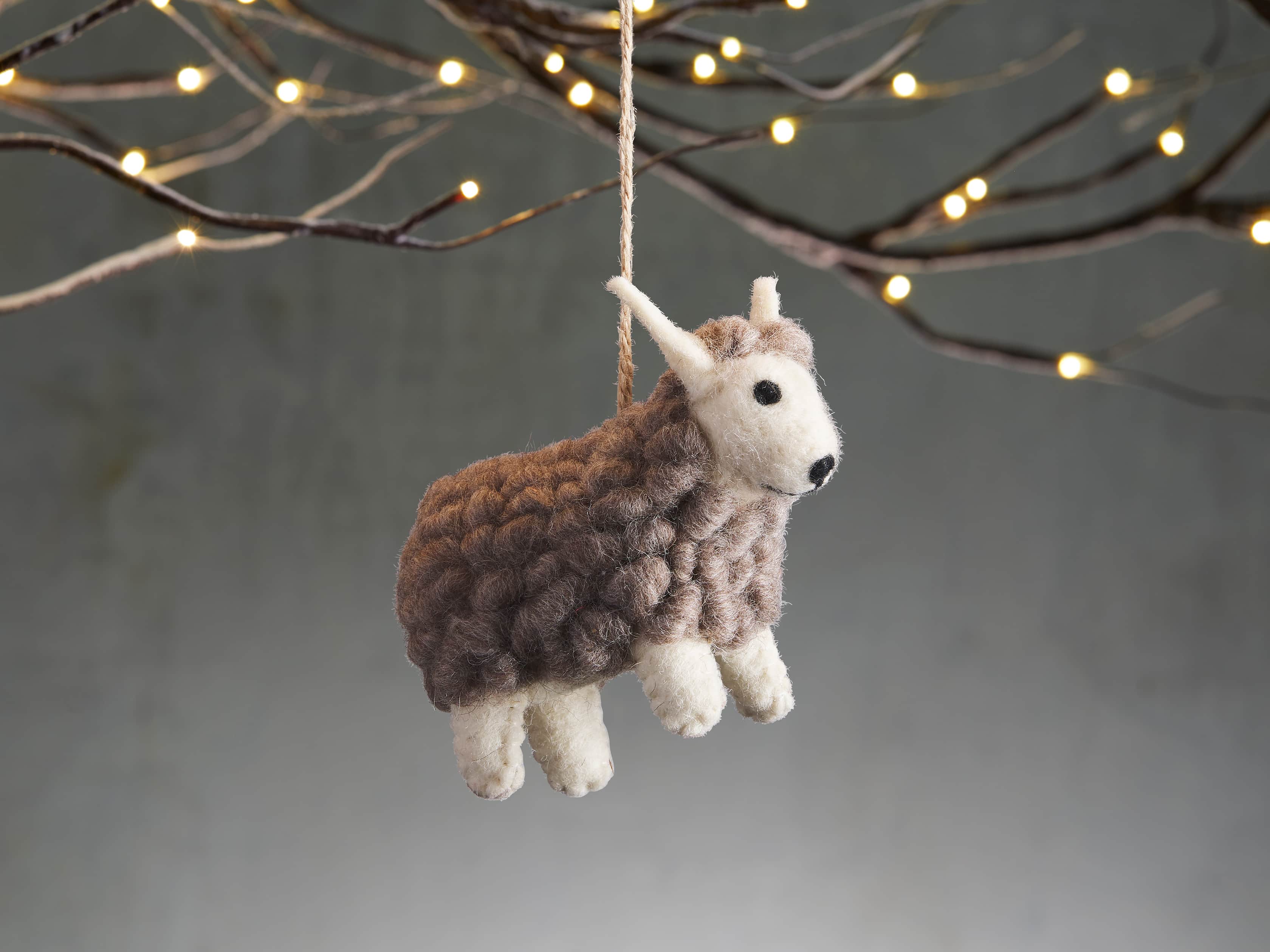 Grey Wool Sheep Ornament (Set of 6), slide 1 of 2