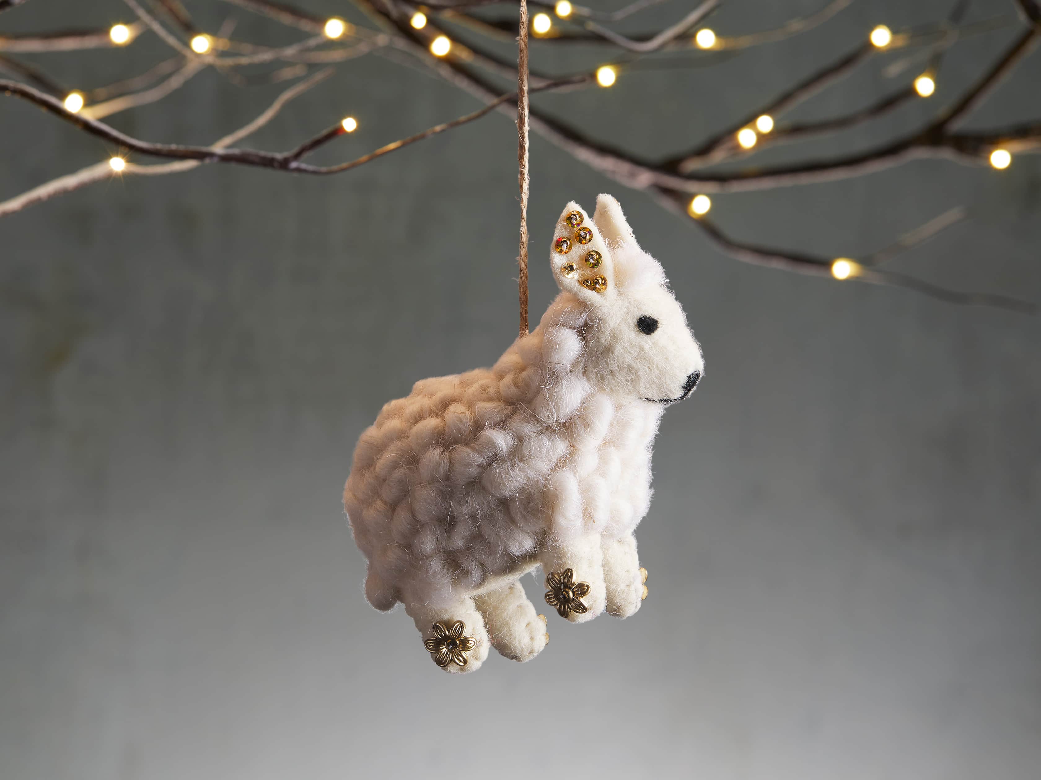 Ivory Wool Sheep Ornament (Set of 6), slide 1 of 2