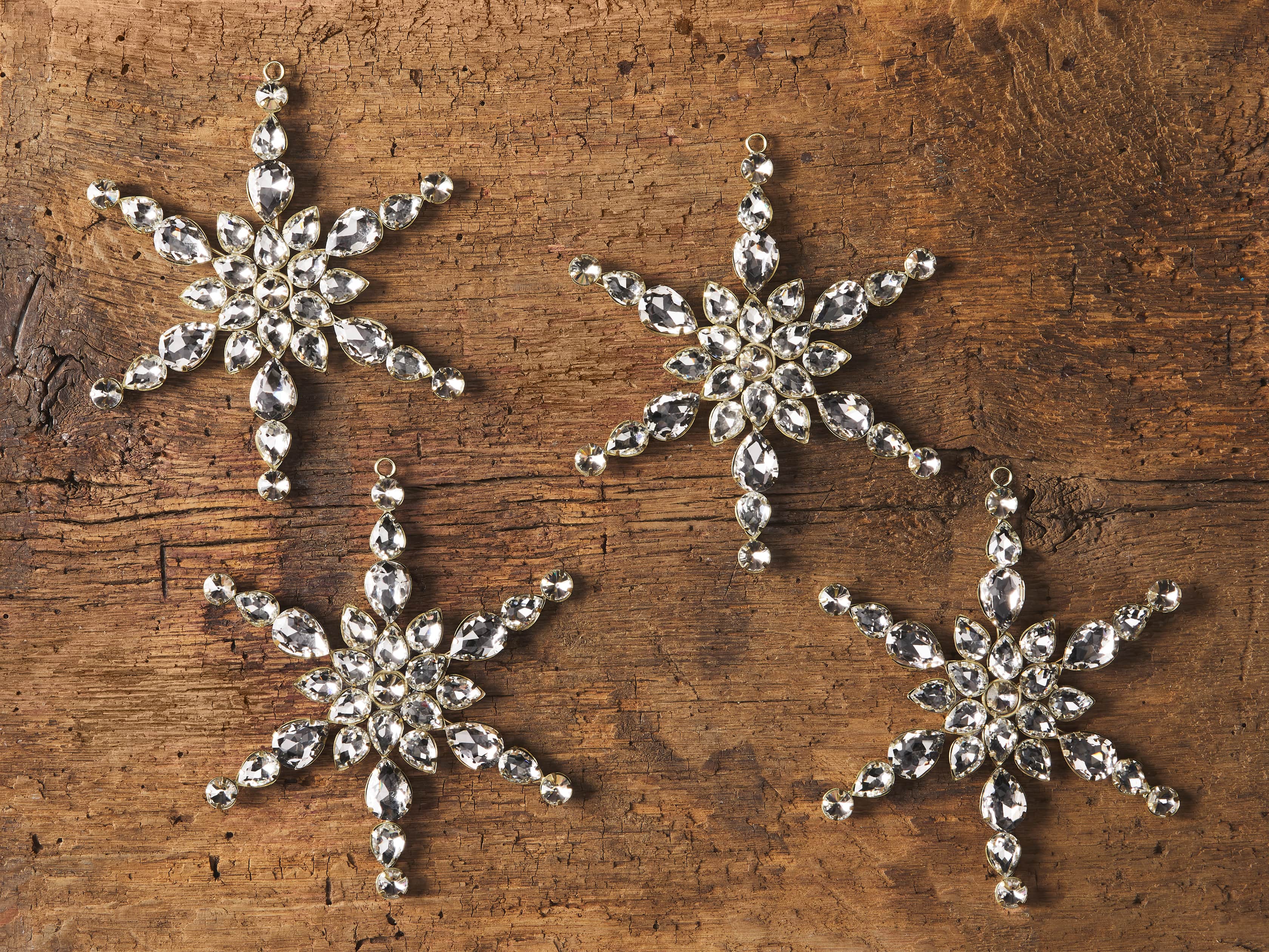 Large Rhinestone Snowflake Ornaments (set of 4), slide 2 of 2