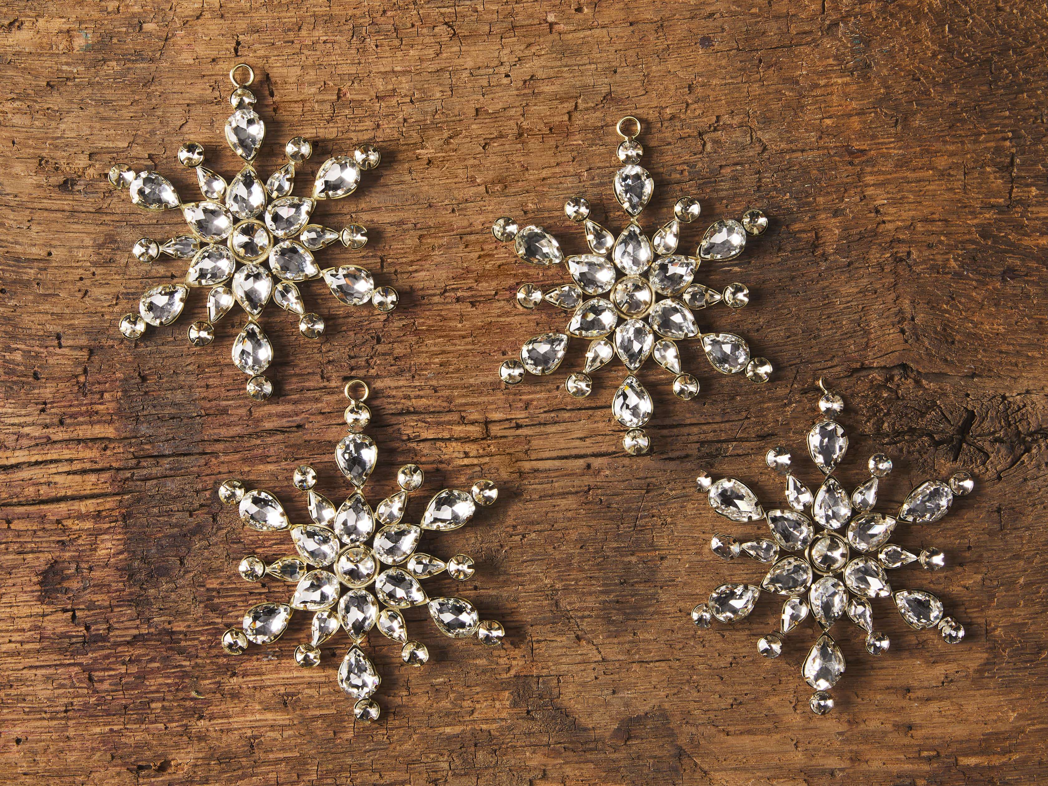 Medium Stellar Rhinestone Snowflake Ornaments (set of 4), slide 2 of 2