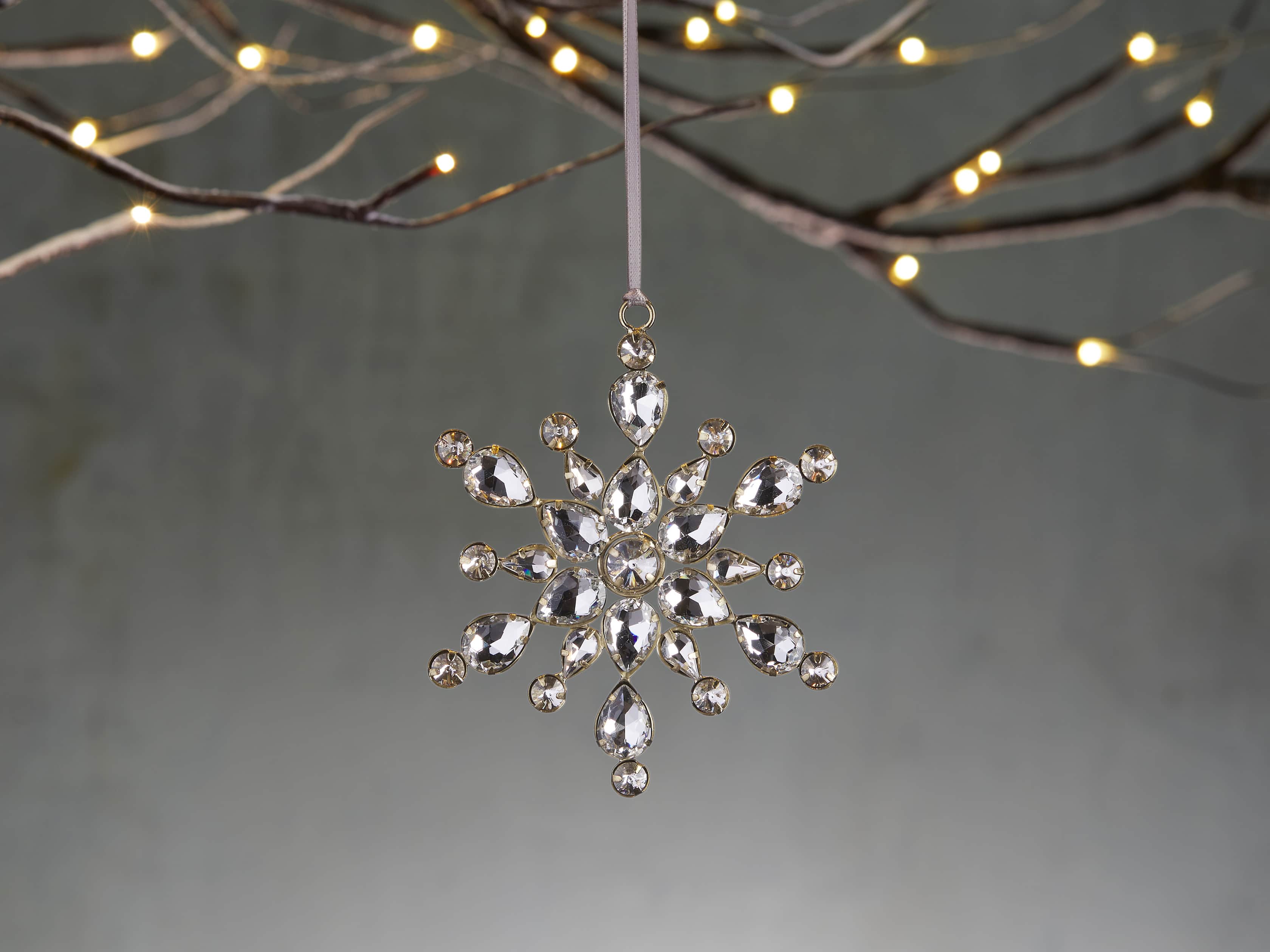 Medium Stellar Rhinestone Snowflake Ornaments (set of 4), slide 1 of 2