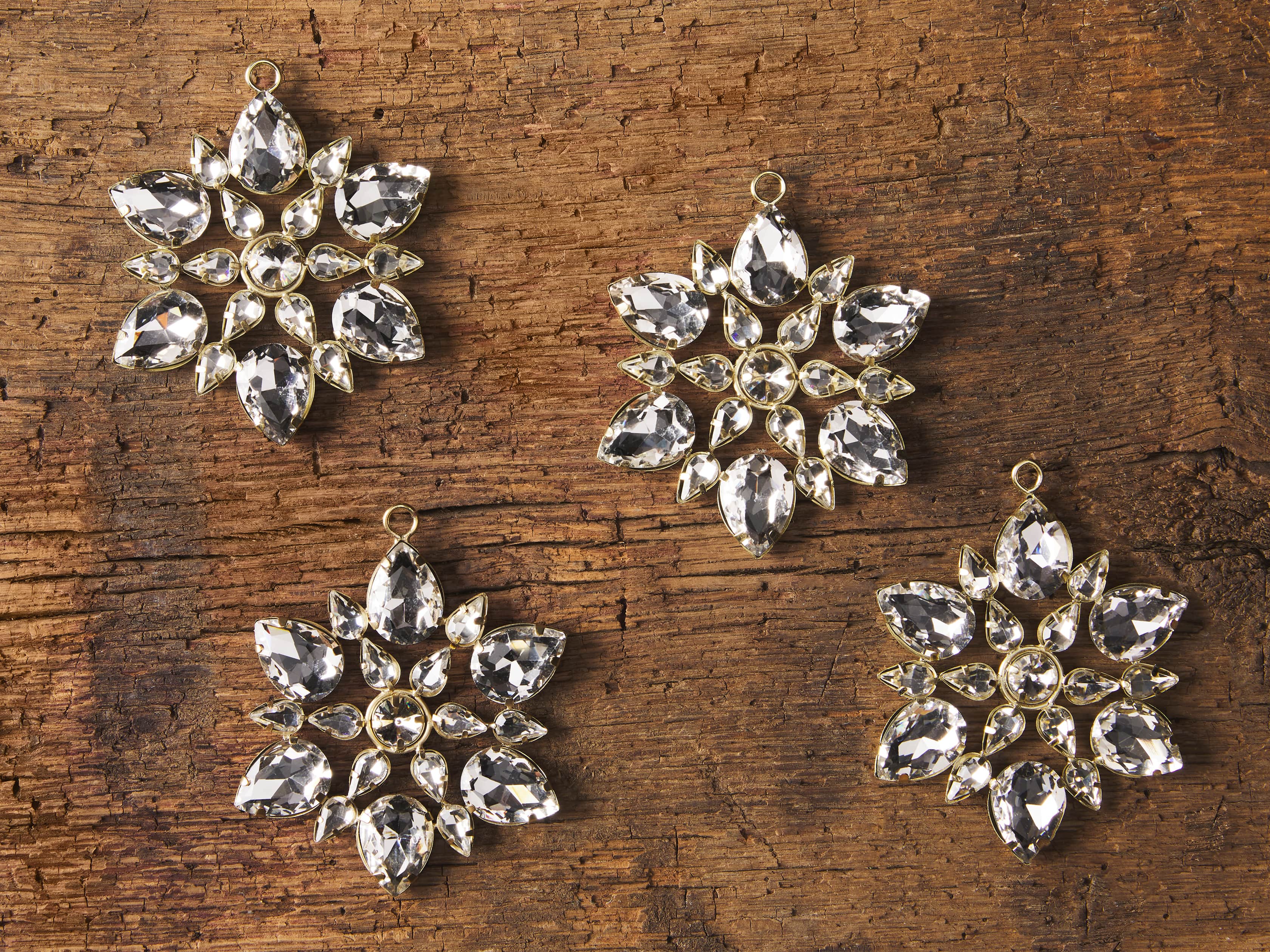Small Rhinestone Snowflake Ornaments (set of 4), slide 2 of 3